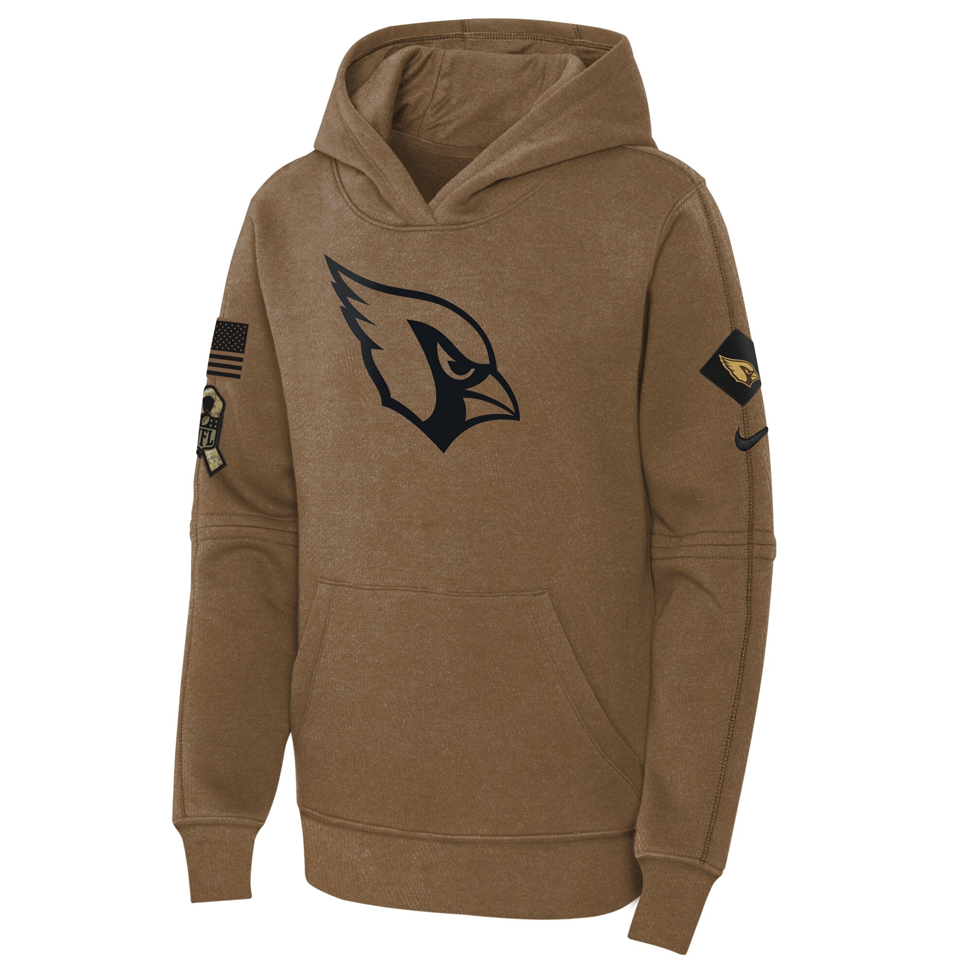 Arizona Cardinals  Youth 2023 Salute to Service Club Fleece Pullover Hoodie - Brown