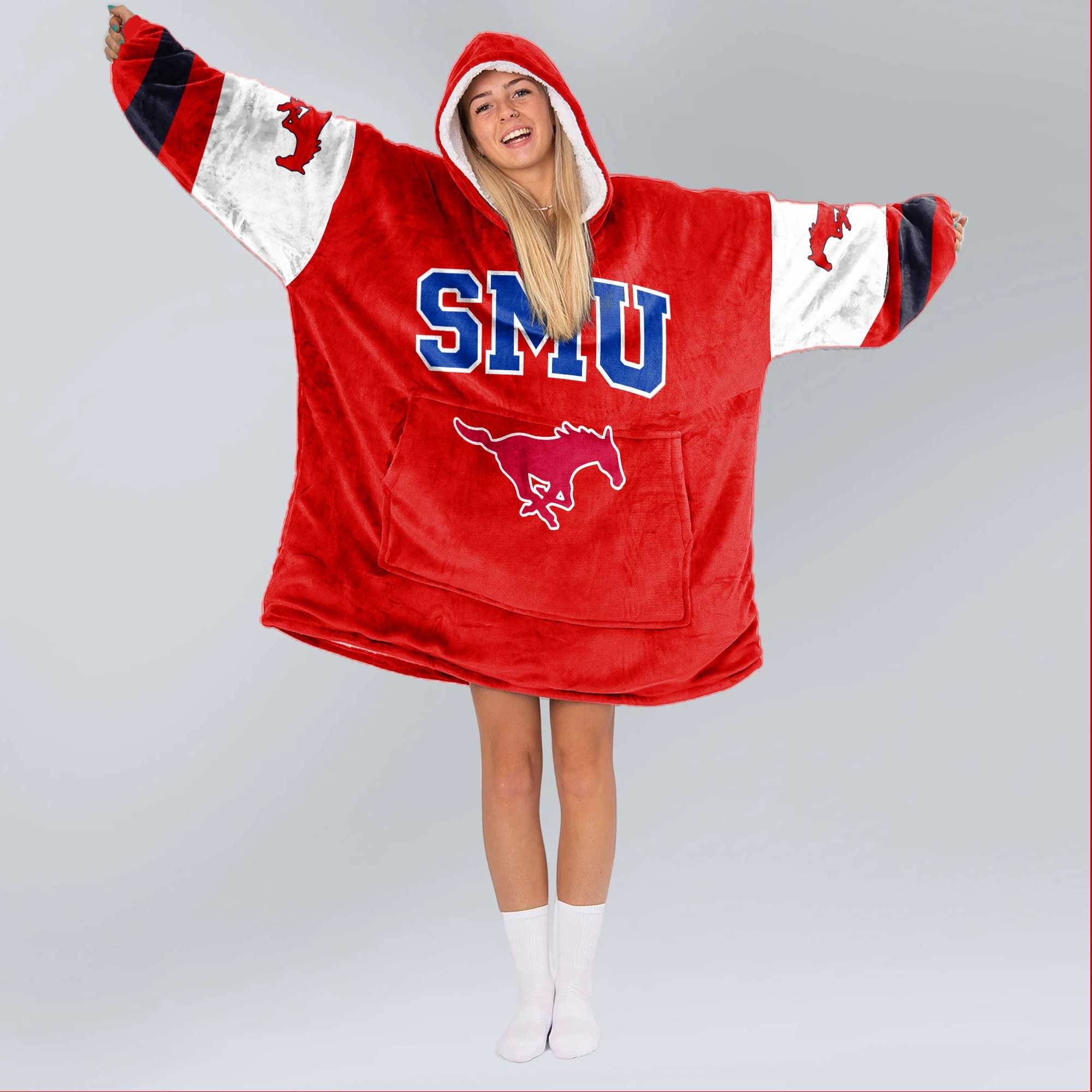 Adult SMU Football Unisex Blanket Hoodie
