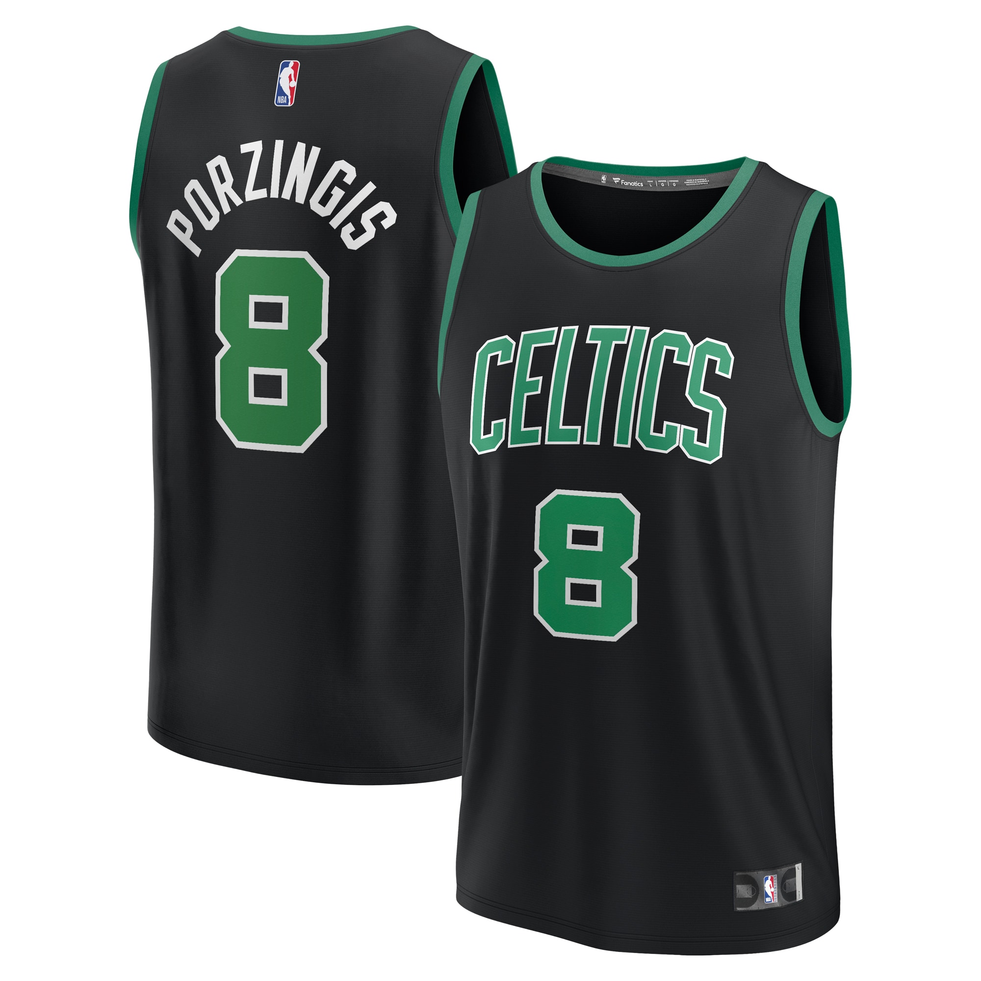 Kristaps Porzingis Boston Celtics  Fast Break Player Jersey - Statement Edition - Black