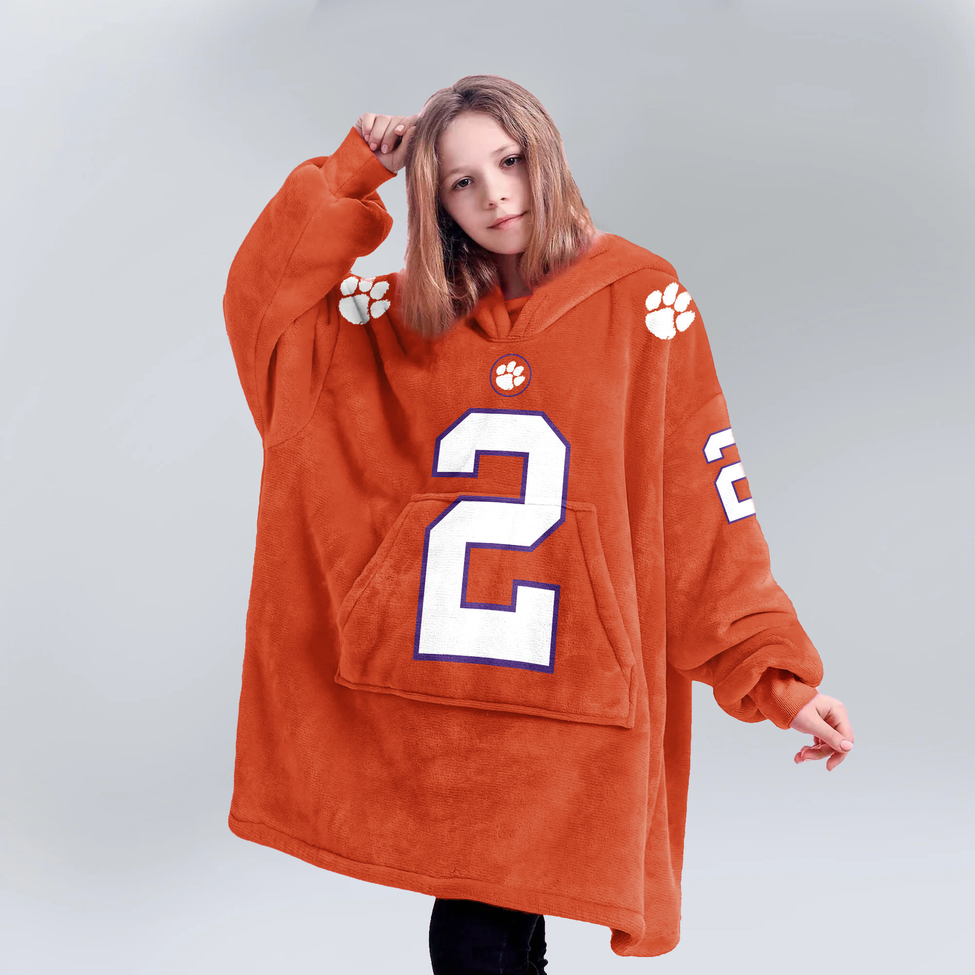 Adult 2 Clemson Football Unisex Blanket Hoodie