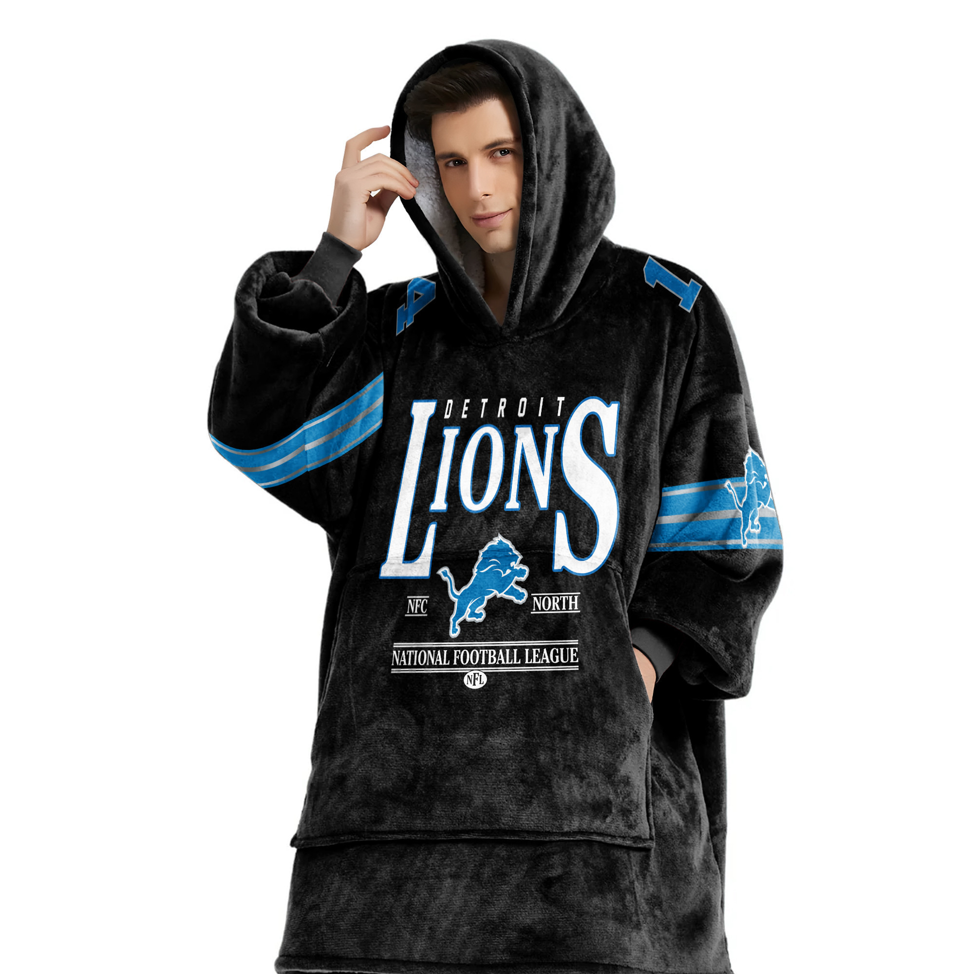 Adult 14 Detroit Lions Football Unisex Blanket Hoodie