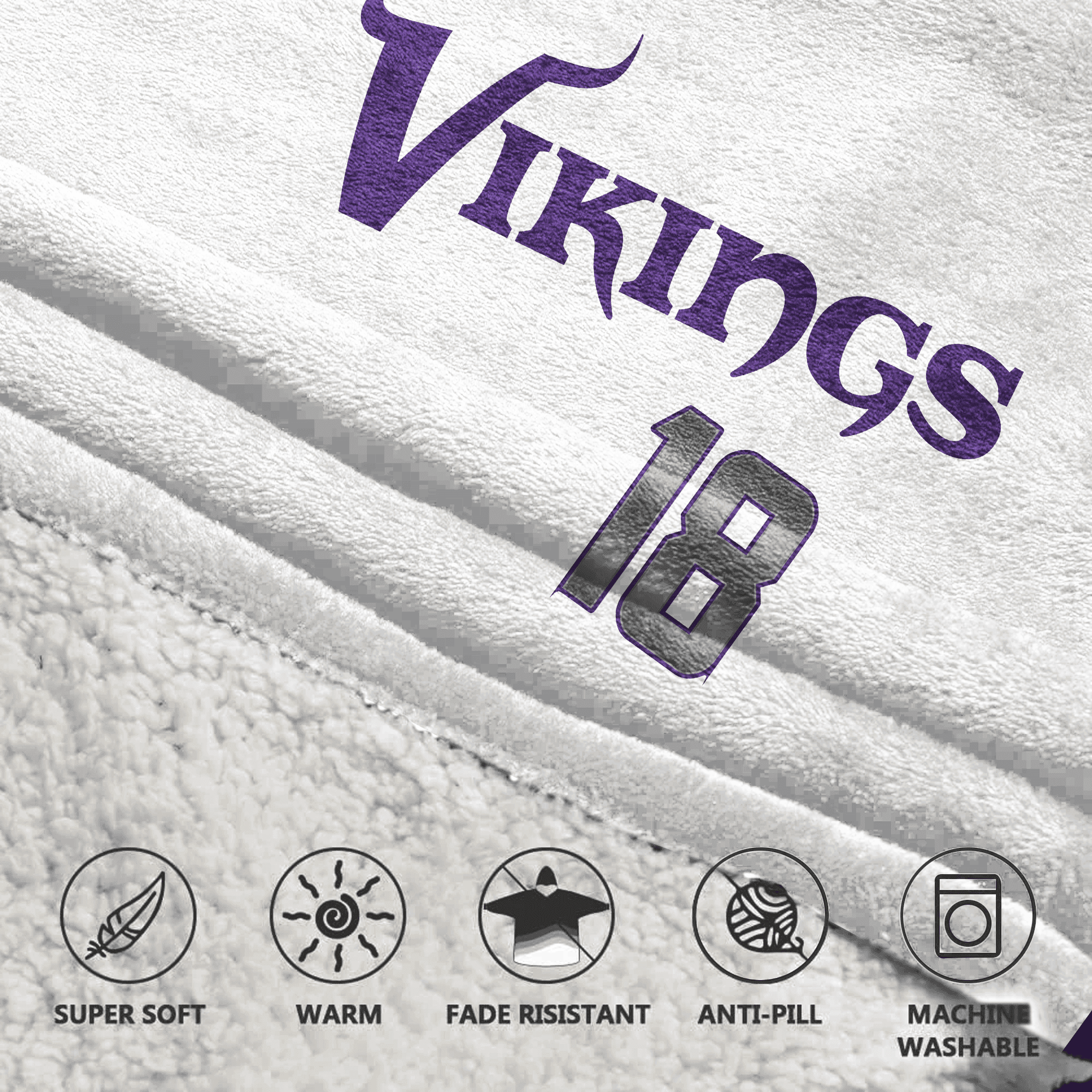 Adult White 18 Minnesota Football Unisex Blanket Hoodie