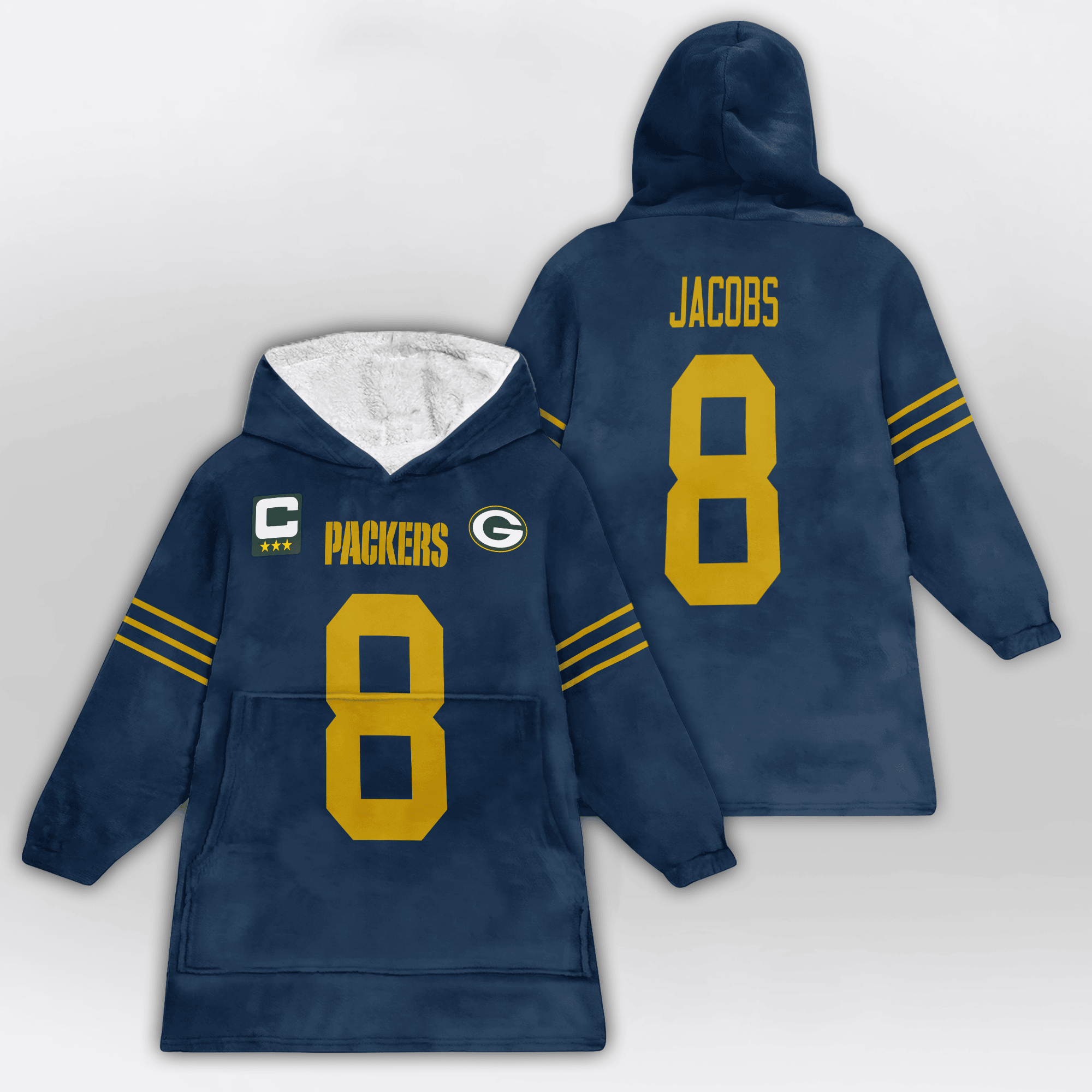 Adult J.J 8 Captain Green Bay Football Unisex Blanket Hoodie