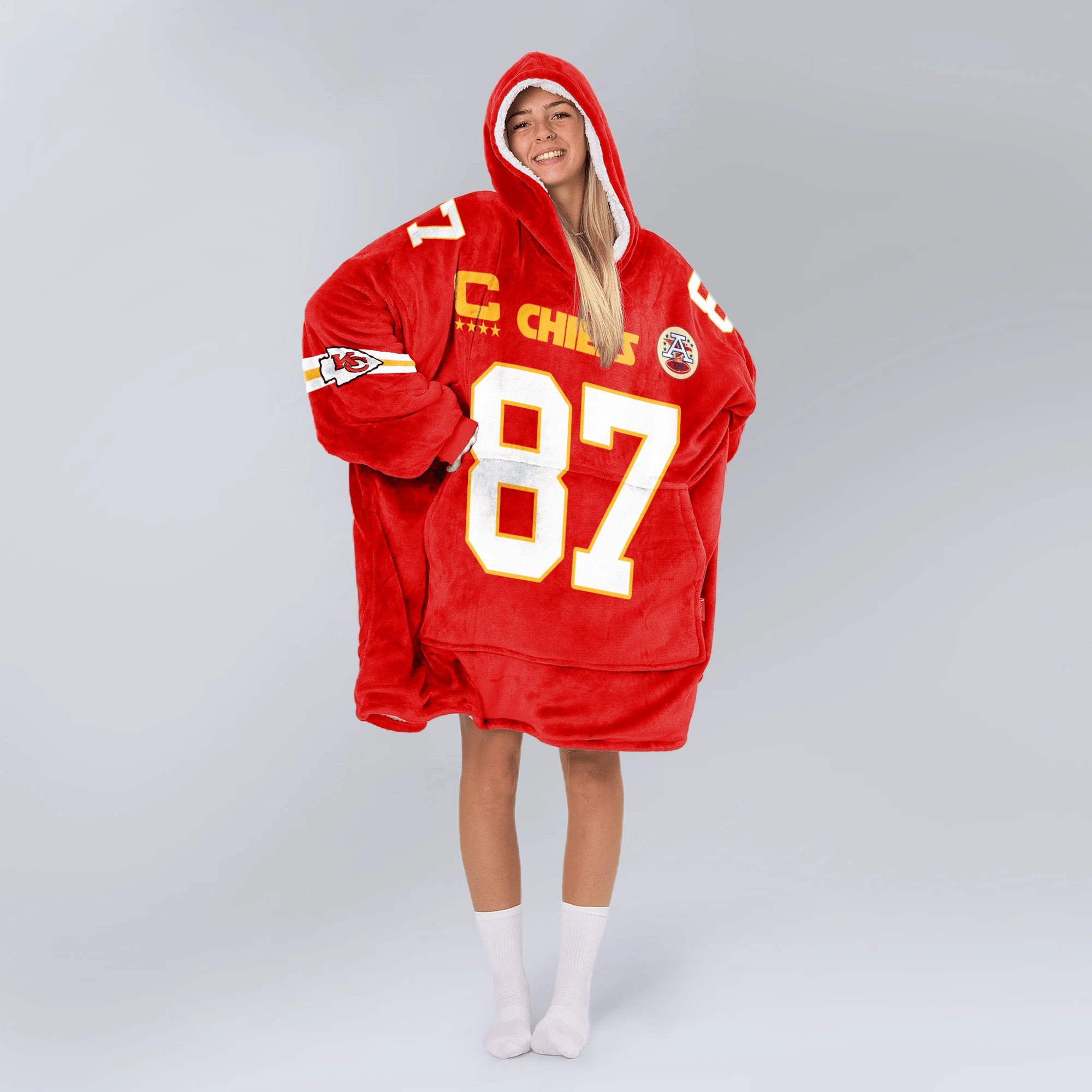 Adult T.K 87 Captain Kansas City Football Unisex Blanket Hoodie