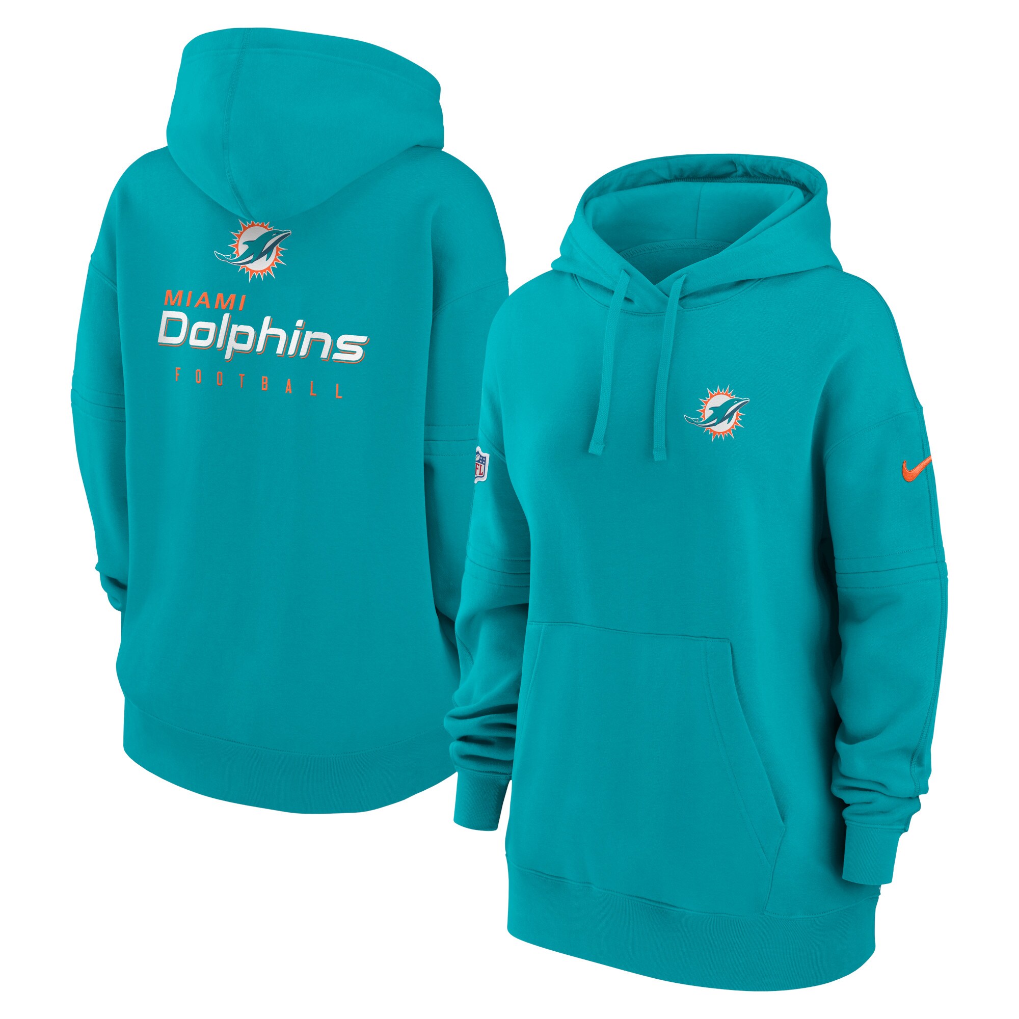 Miami Dolphins  Women's 2023 Sideline Club Fleece Pullover Hoodie - Aqua