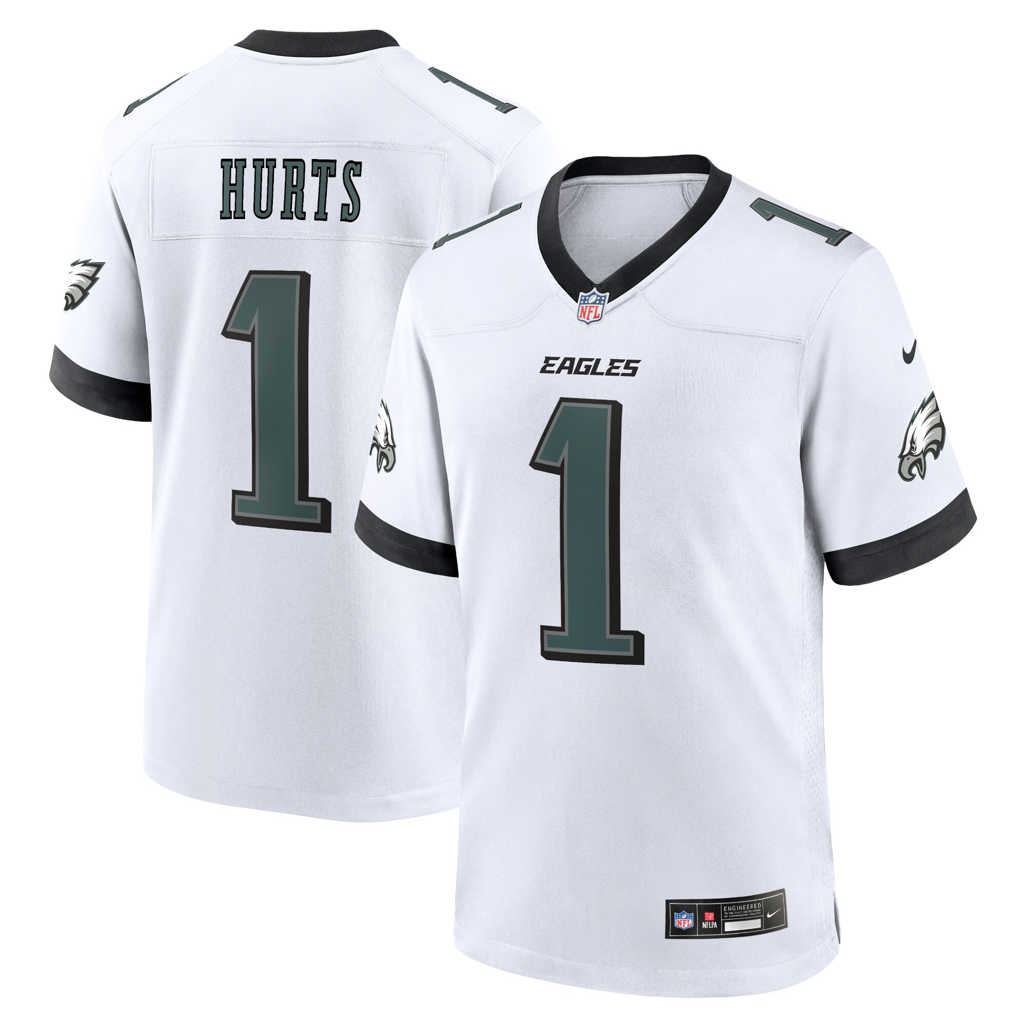 Jalen Hurts #1 Philadelphia Eagles White Game Jersey - White