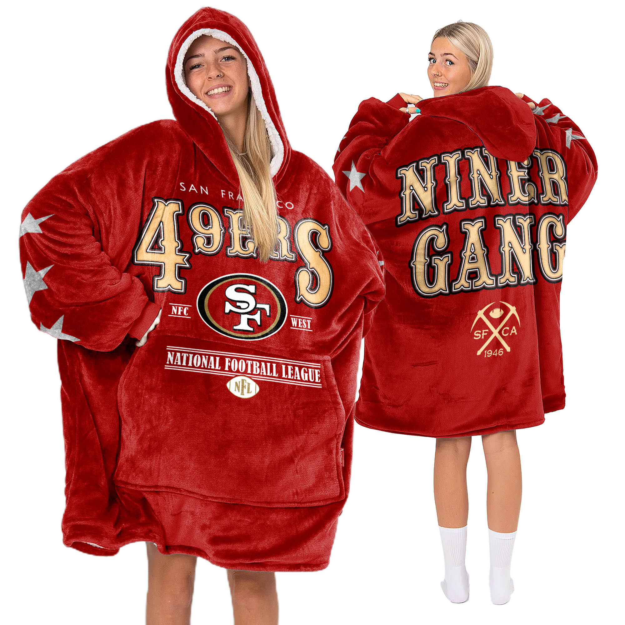 Adult San Francisco 49ers Football Unisex Blanket Hoodie