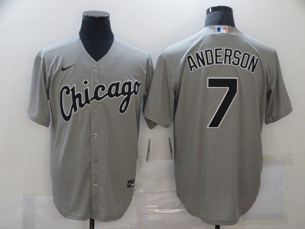 Men's Chicago White Sox #7 Tim Anderson Grey Stitched MLB Cool Base  Jersey