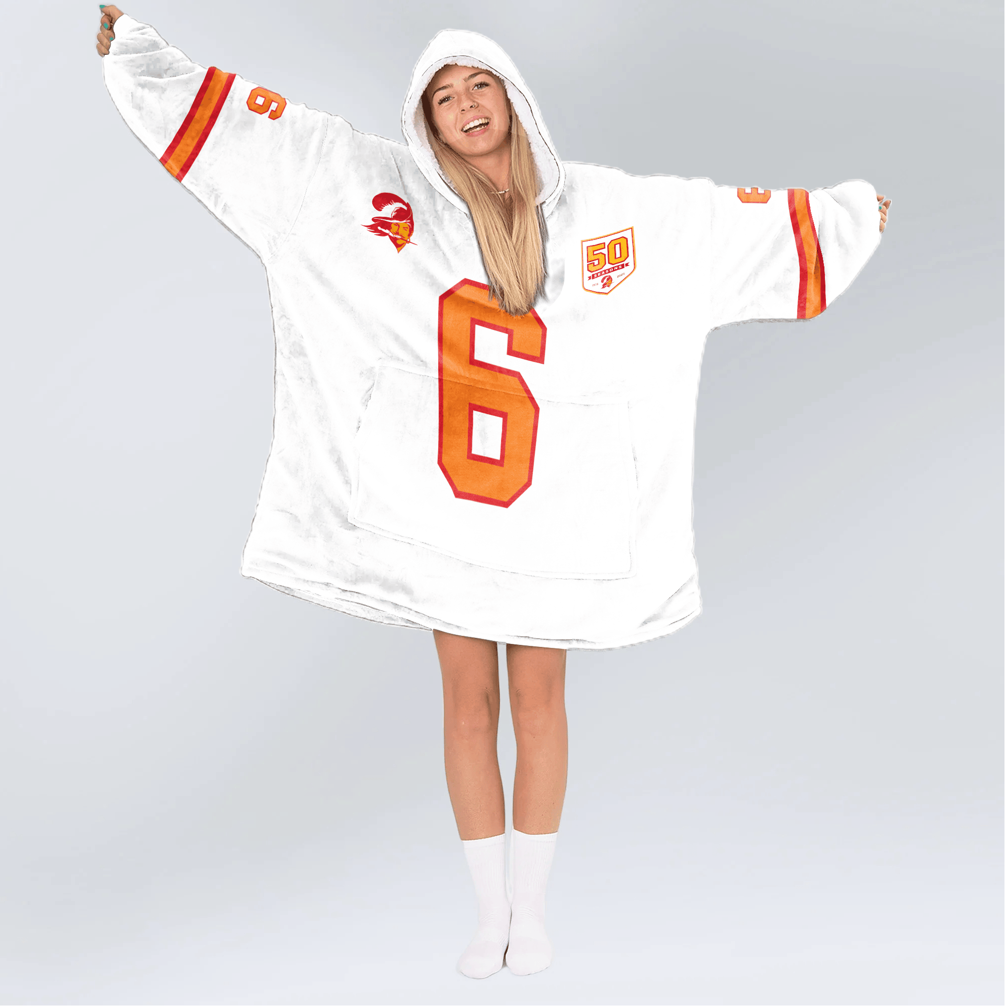 Adult B.M 6 Tampa Bay Football 50th Season Game Unisex Blanket Hoodie