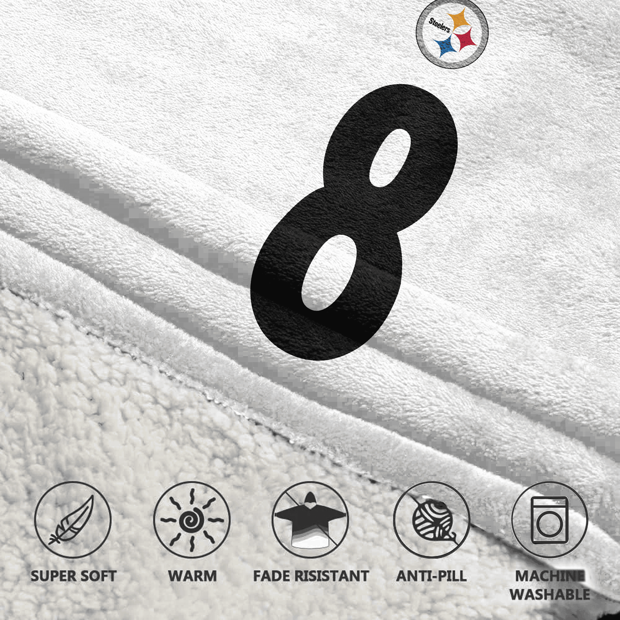 Kid 8 Pittsburgh Football Unisex Blanket Hoodie