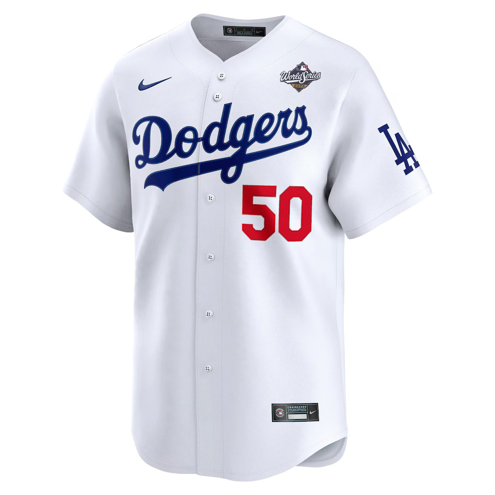 Mookie Betts #50 Los Angeles Dodgers 2025 World Series Home Limited Player Jersey - White