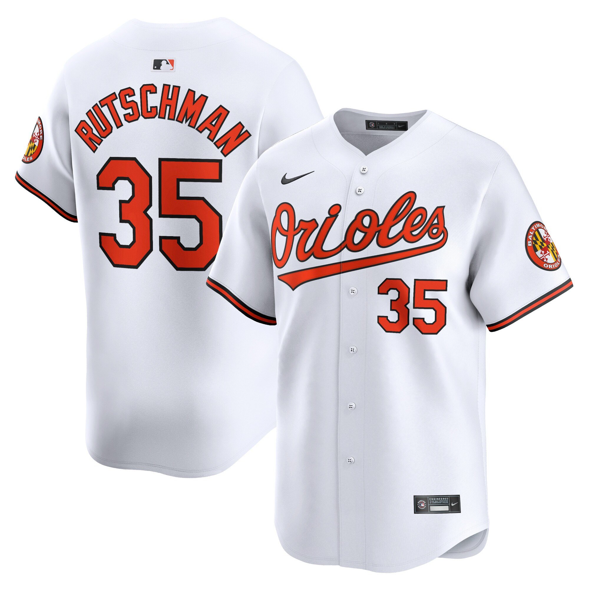 Men's Baltimore Orioles #35 Adley Rutschman  White Home Limited Player Jersey
