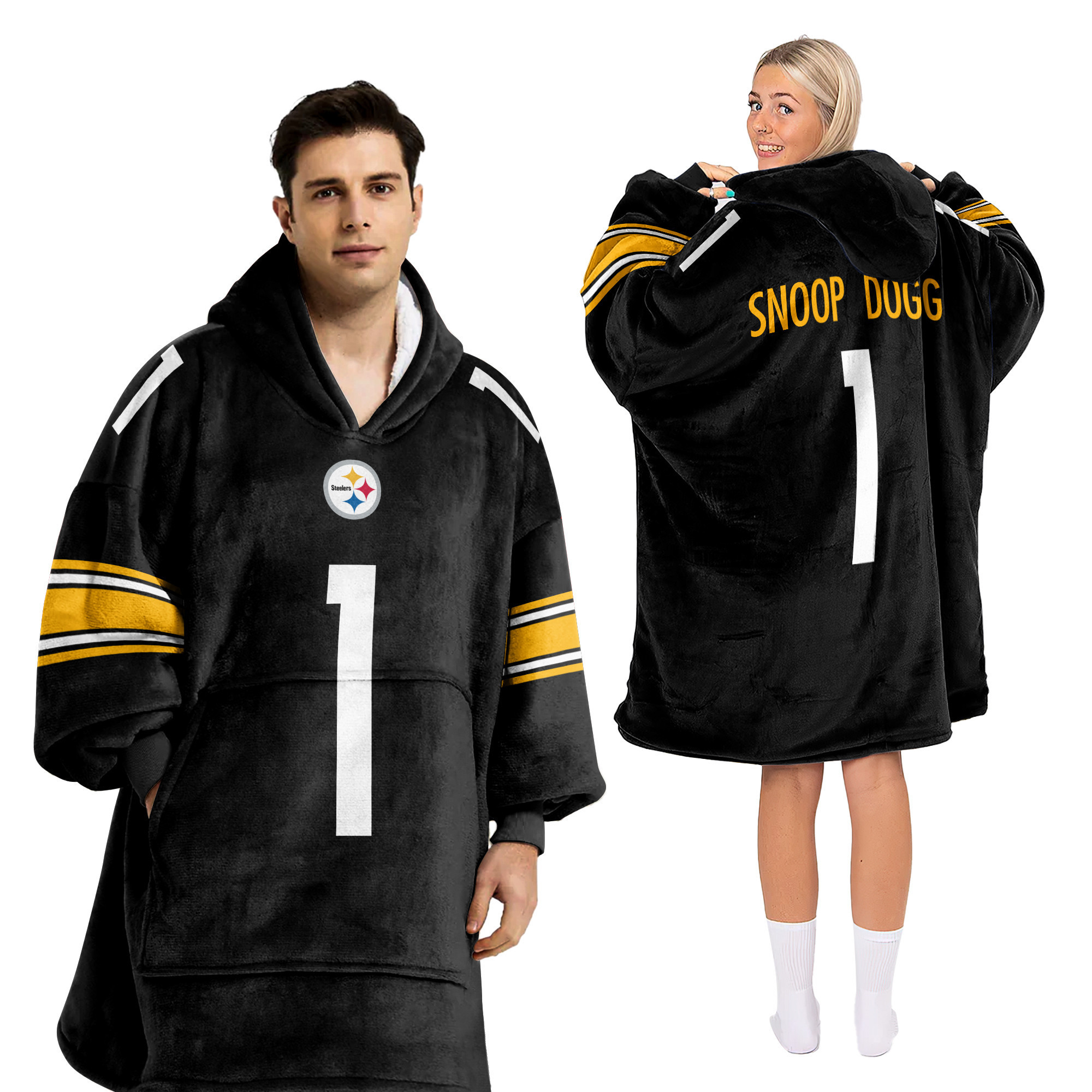 Adult S.D 1 Pittsburgh Football Unisex Blanket Hoodie