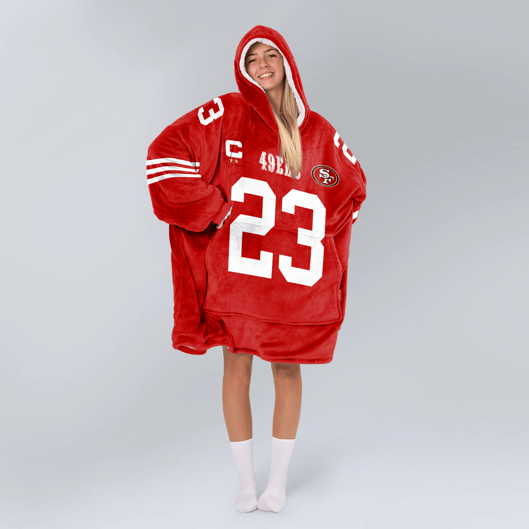 Adult C.M 23 Captain San Francisco 49ers Football Unisex Blanket Hoodie