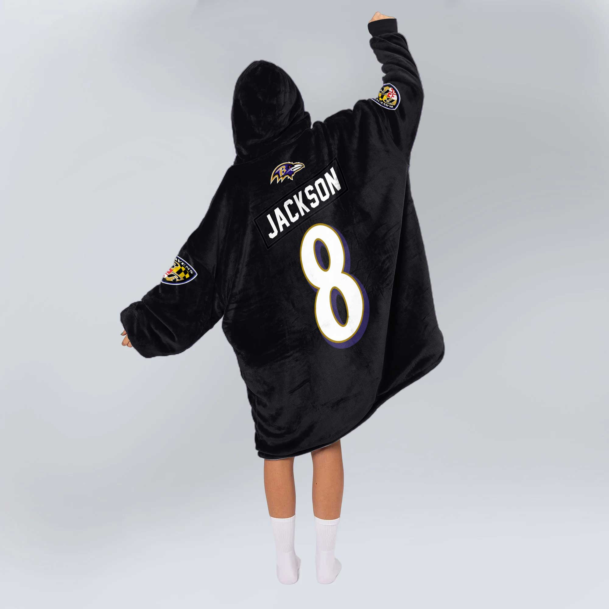 Adult 8 Baltimore Football Unisex Blanket Hoodie