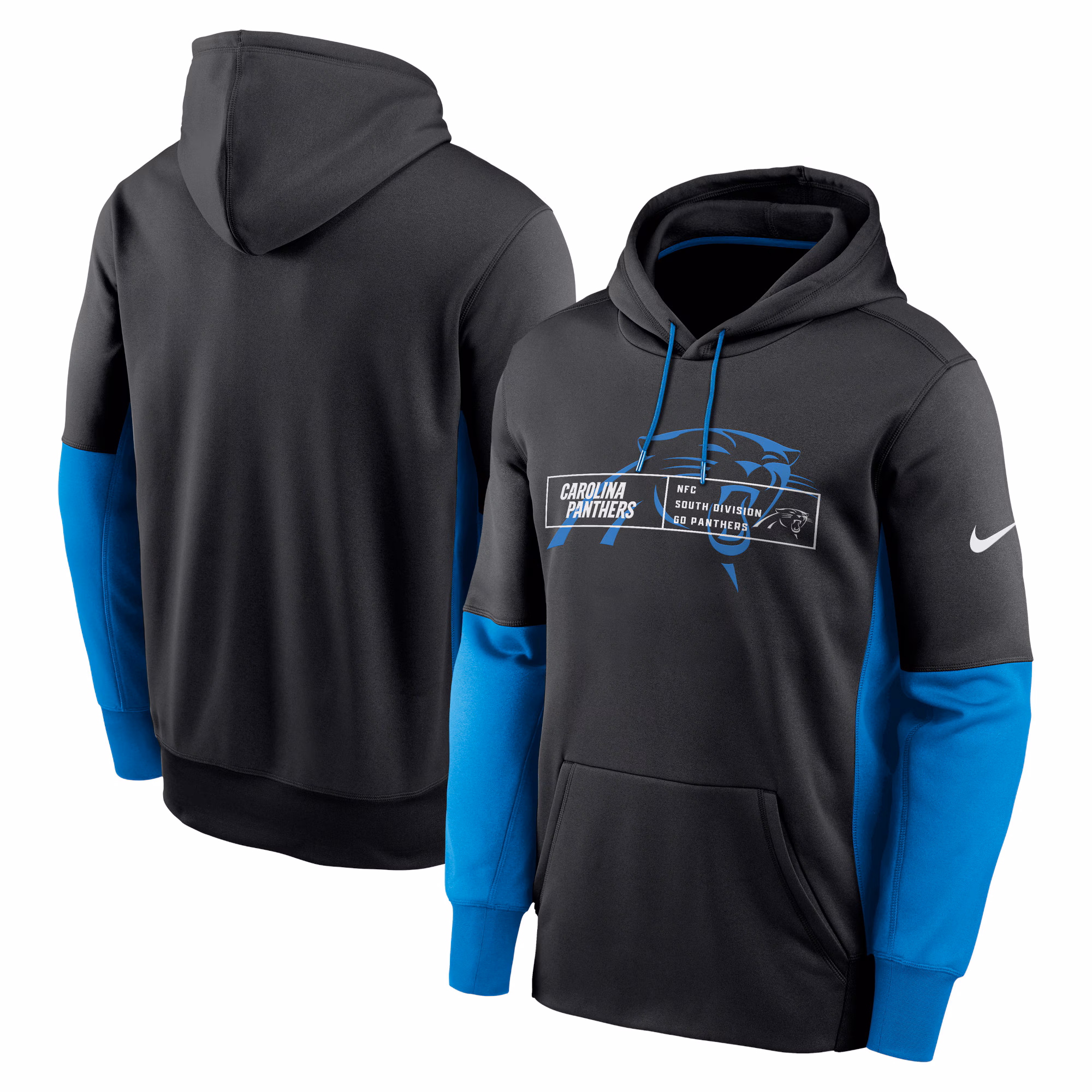 Carolina Panthers Color Block Fleece Performance Pullover Hoodie - Black