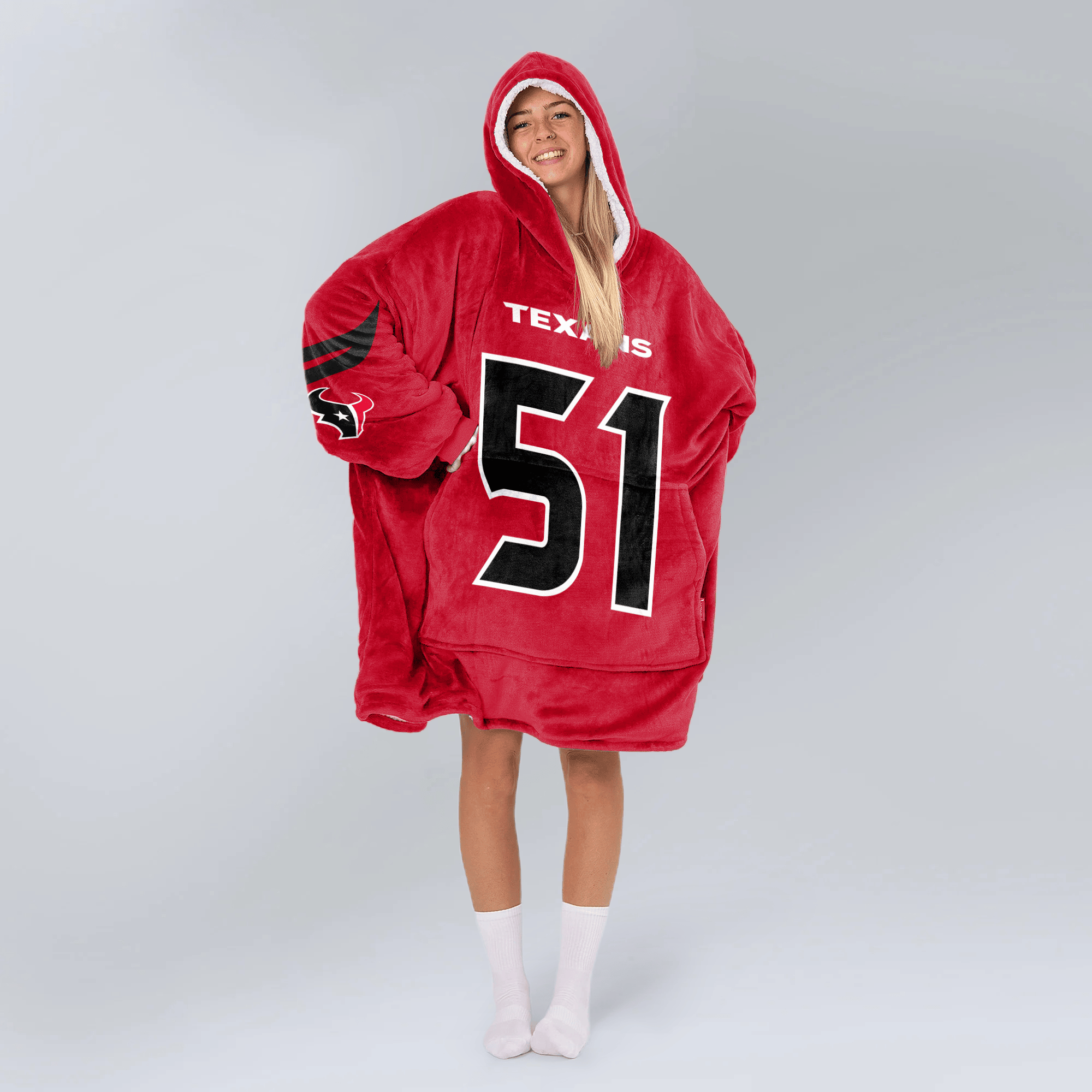 Adult W.A 51 Houston Football Unisex Blanket Hoodie
