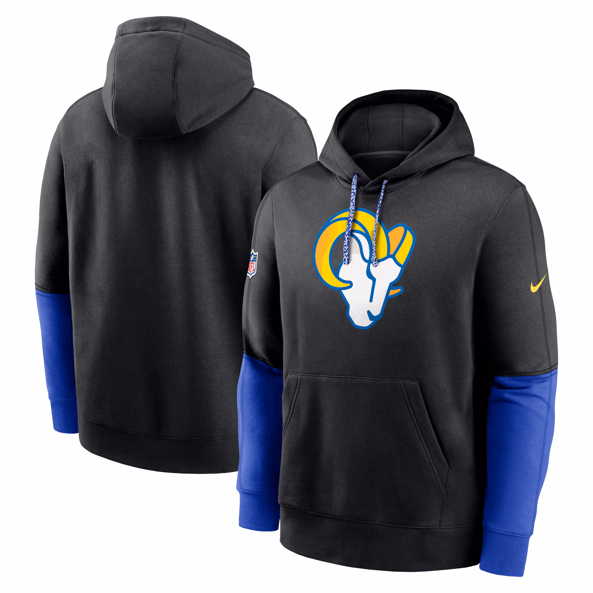 Los Angeles Rams 2024 Sideline Club Pullover Hoodie - Black