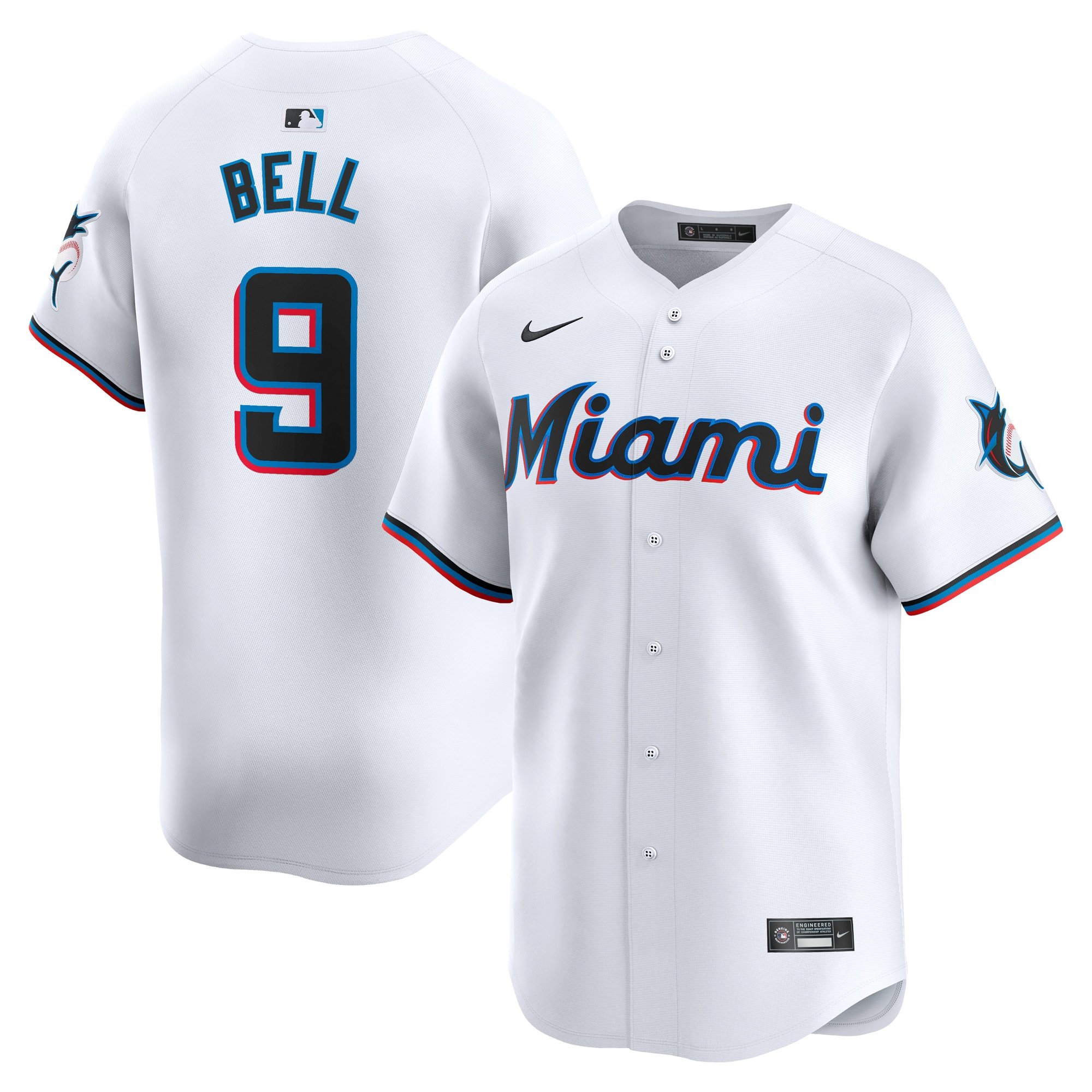 Men's Miami Marlins Josh Bell  White Home Limited Player Jersey