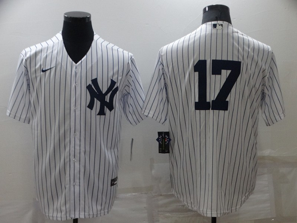 Men's  New York Yankees #17 Matt Holliday White Strip Cool Base Stitched MLB Jersey