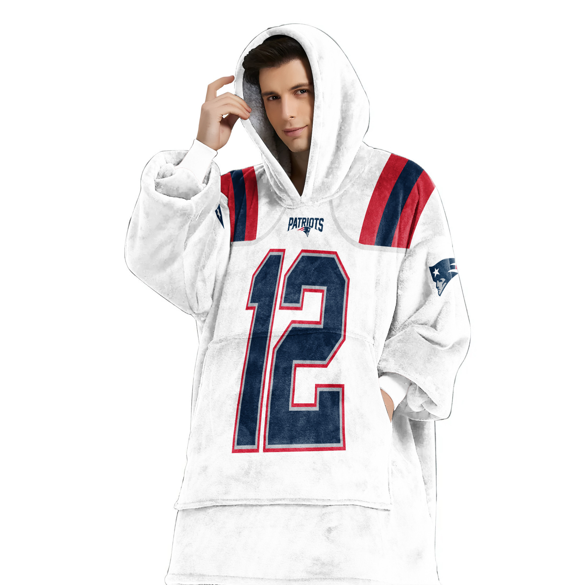Adult TB 12 New England Football Unisex Blanket Hoodie