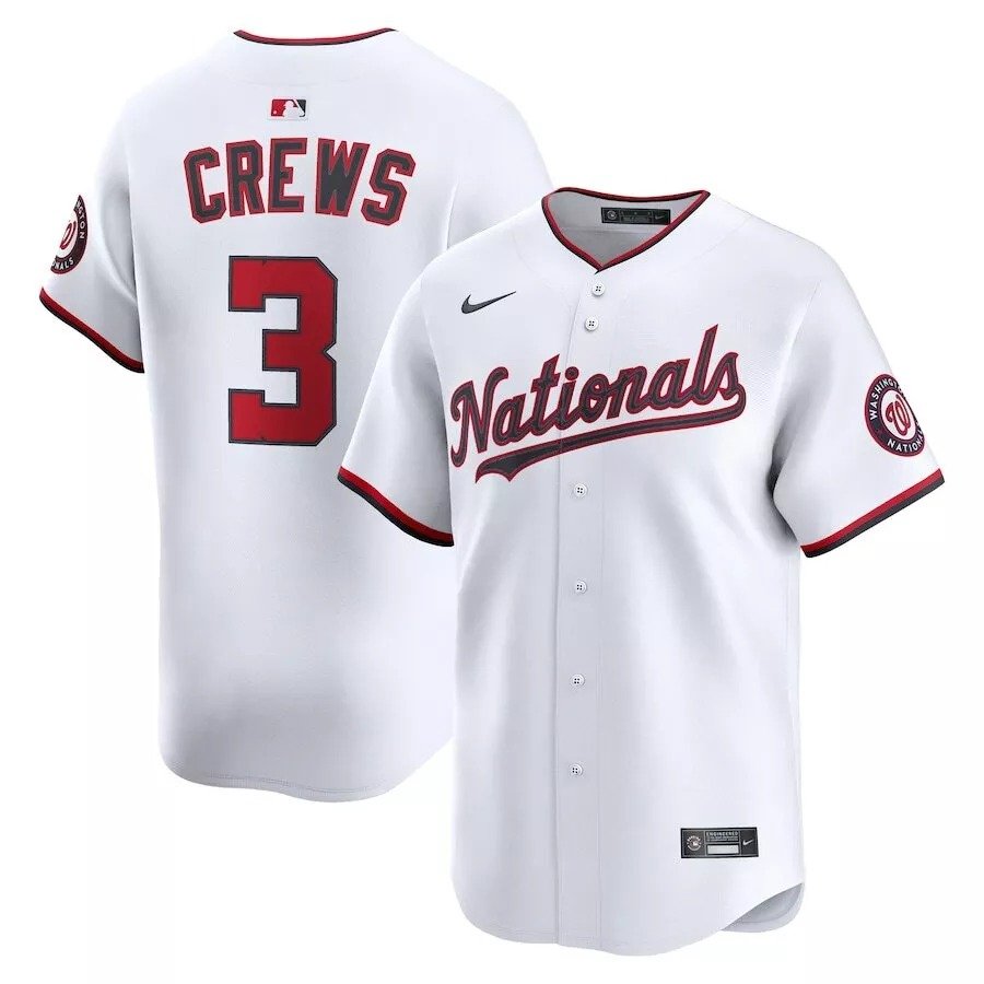 Men's Washington Nationals Dylan Crews #3  White MLB Jersey