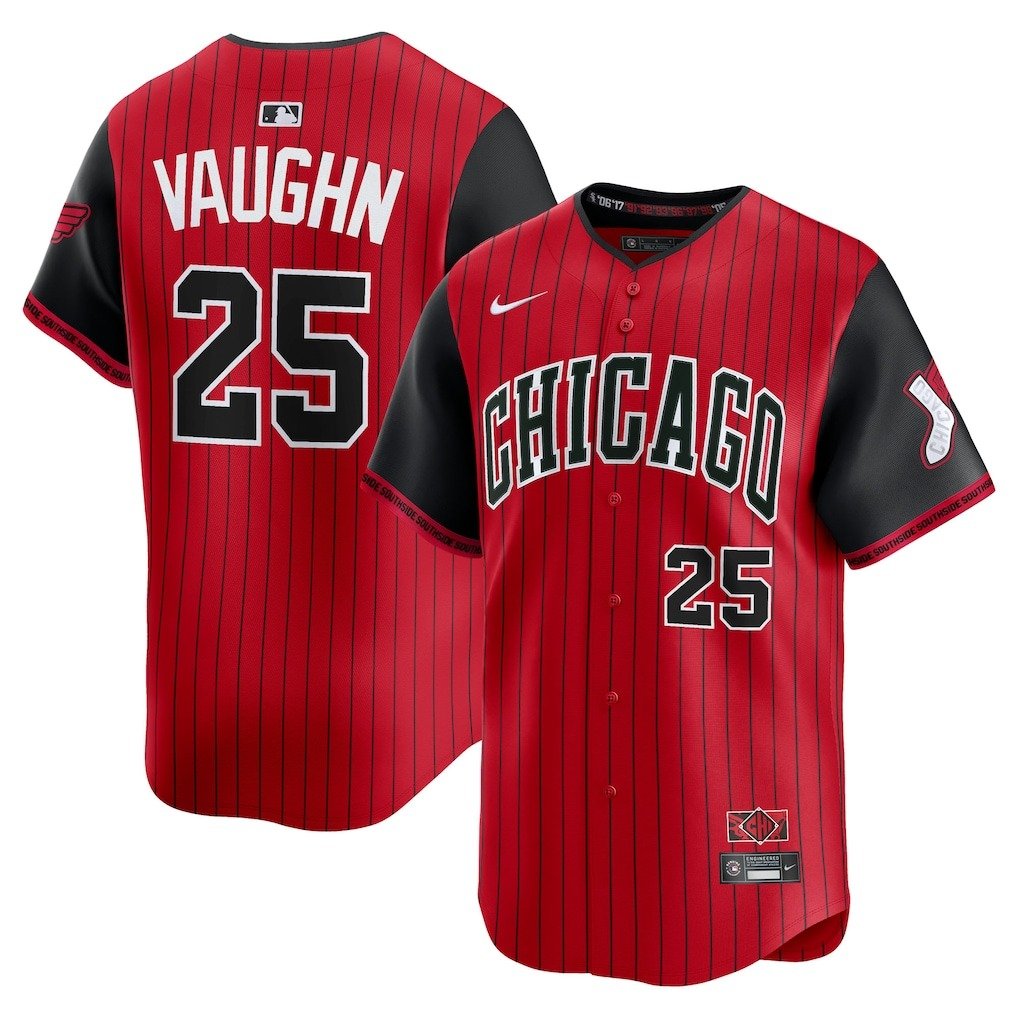 Men's Chicago White Sox #25 Andrew Vaughn  Red/Black 2025 City Connect Player Jersey