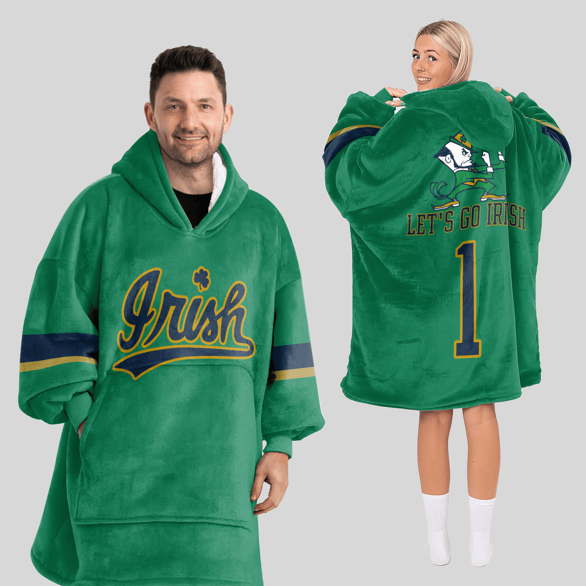 Adult 1 Notre Dame Football Unisex Blanket Hoodie