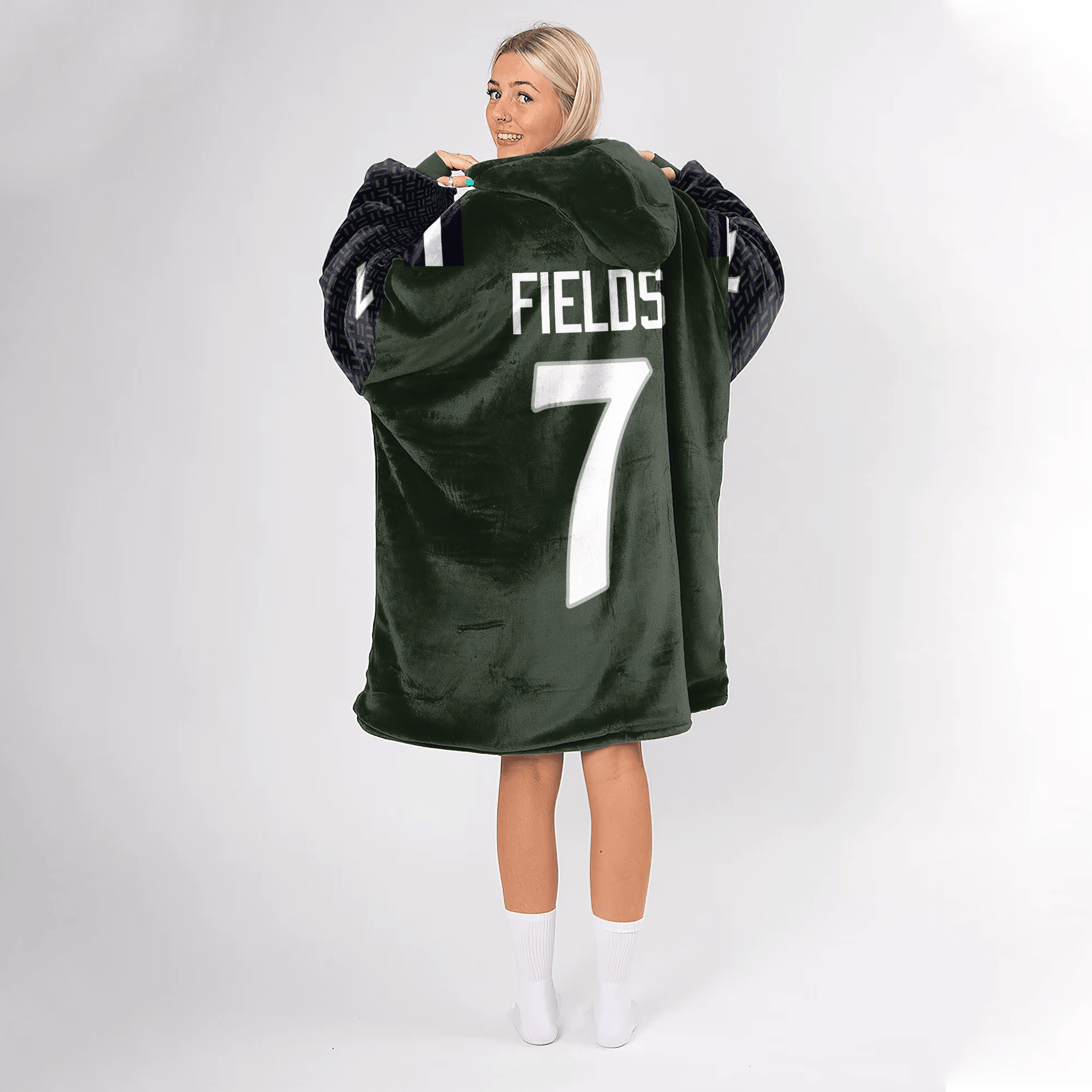 Adult J.F 7 Captain New York J Football Unisex Blanket Hoodie