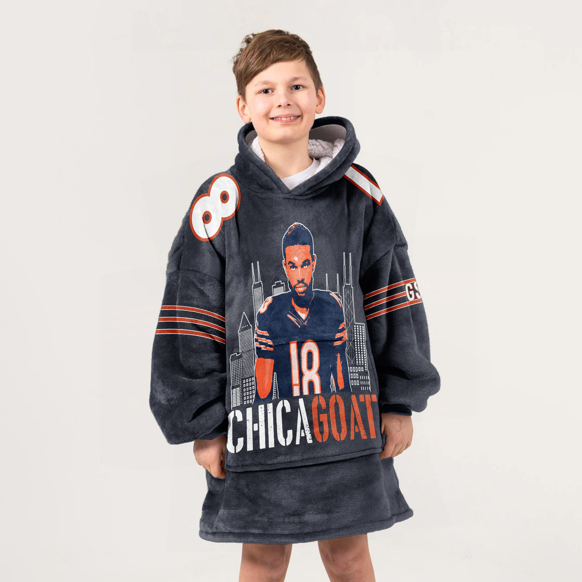 Adult Chicagoat CW 18 Chicago Football Unisex Blanket Hoodie