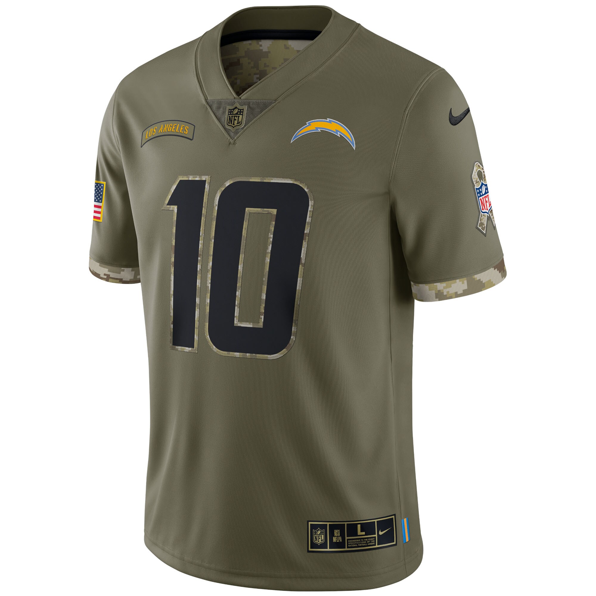 Justin Herbert Los Angeles Chargers  2022 Salute To Service Limited Jersey - Olive