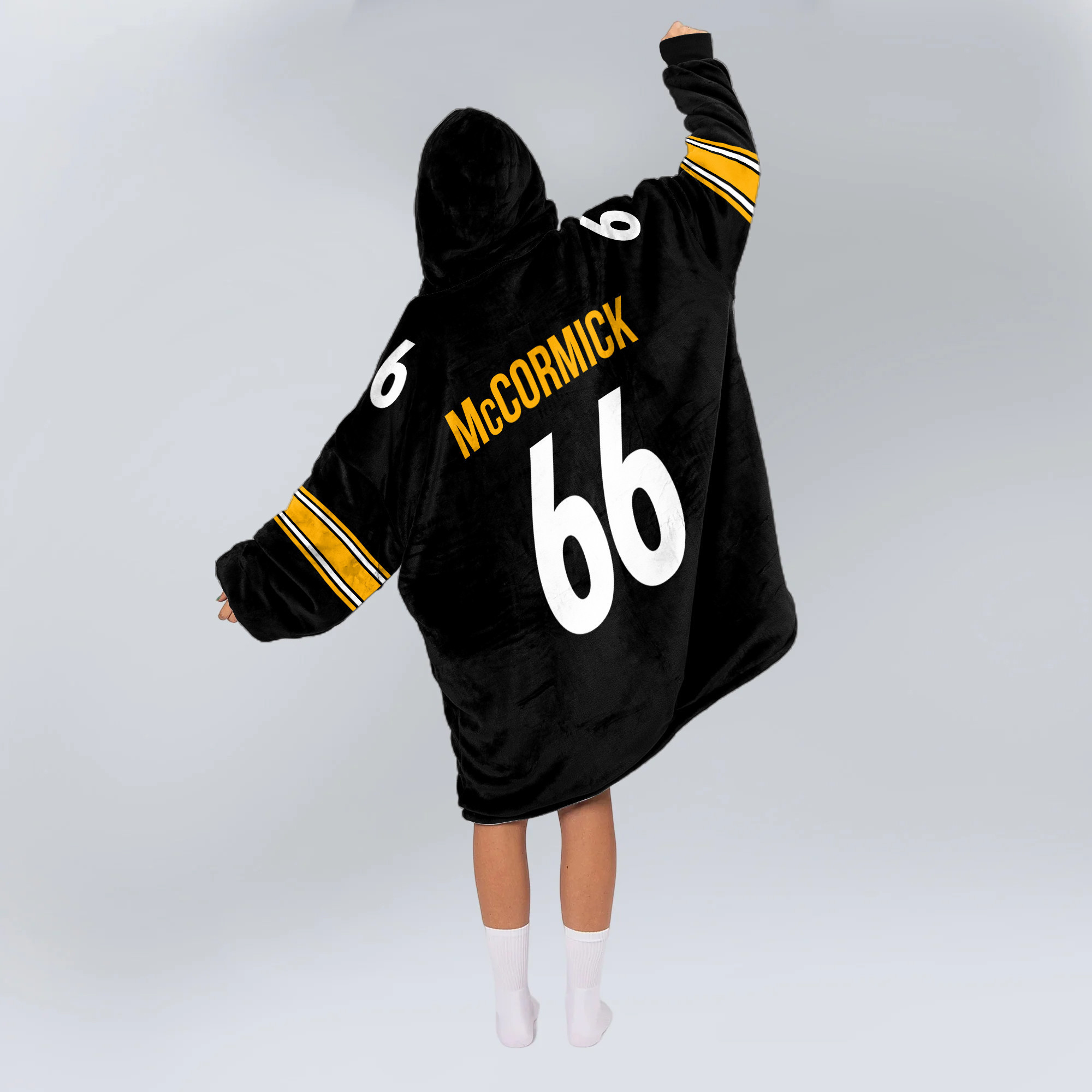 Adult 66 Pittsburgh Football Unisex Blanket Hoodie