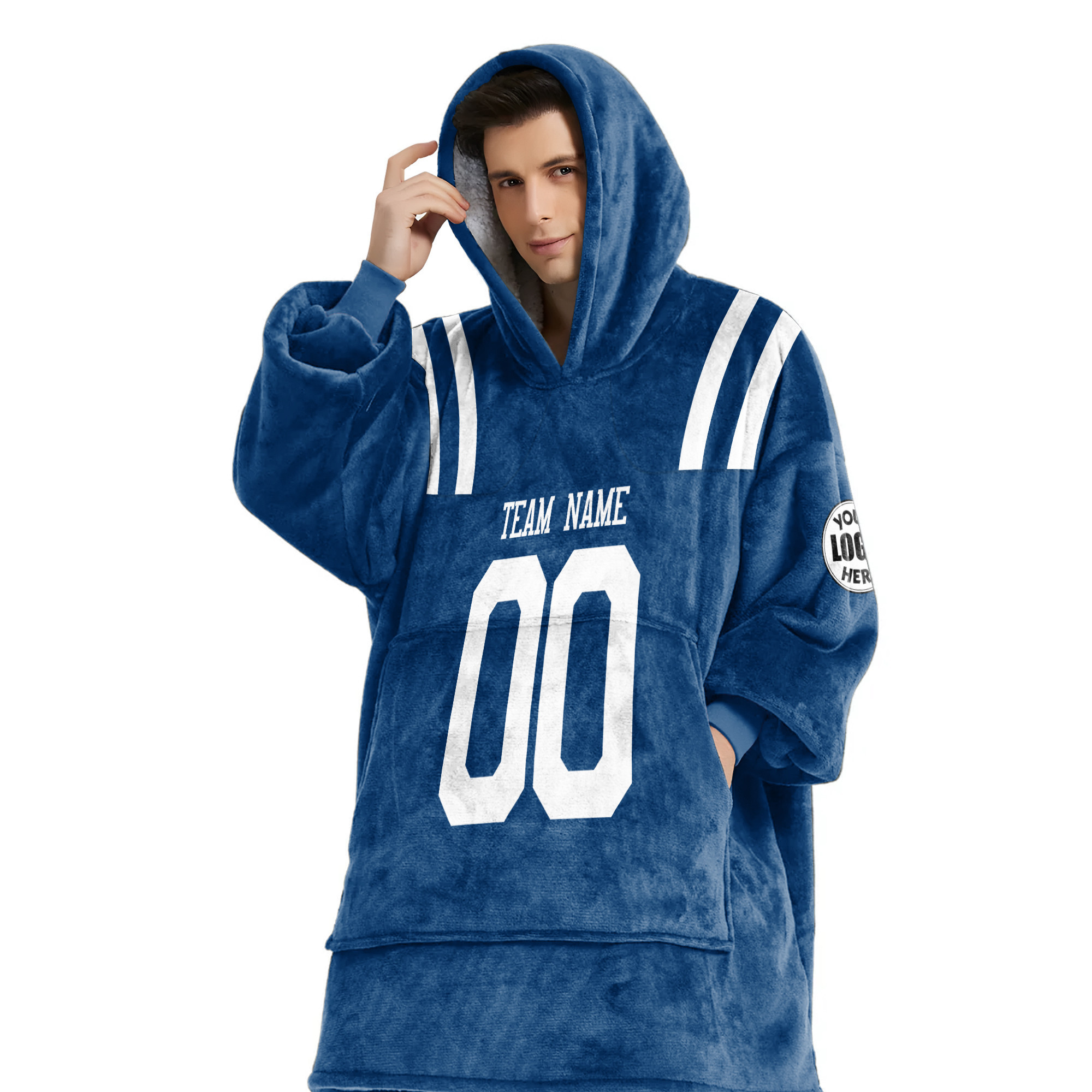 Adult Custom Blanket Hoodie Indianapolis Inspired Color