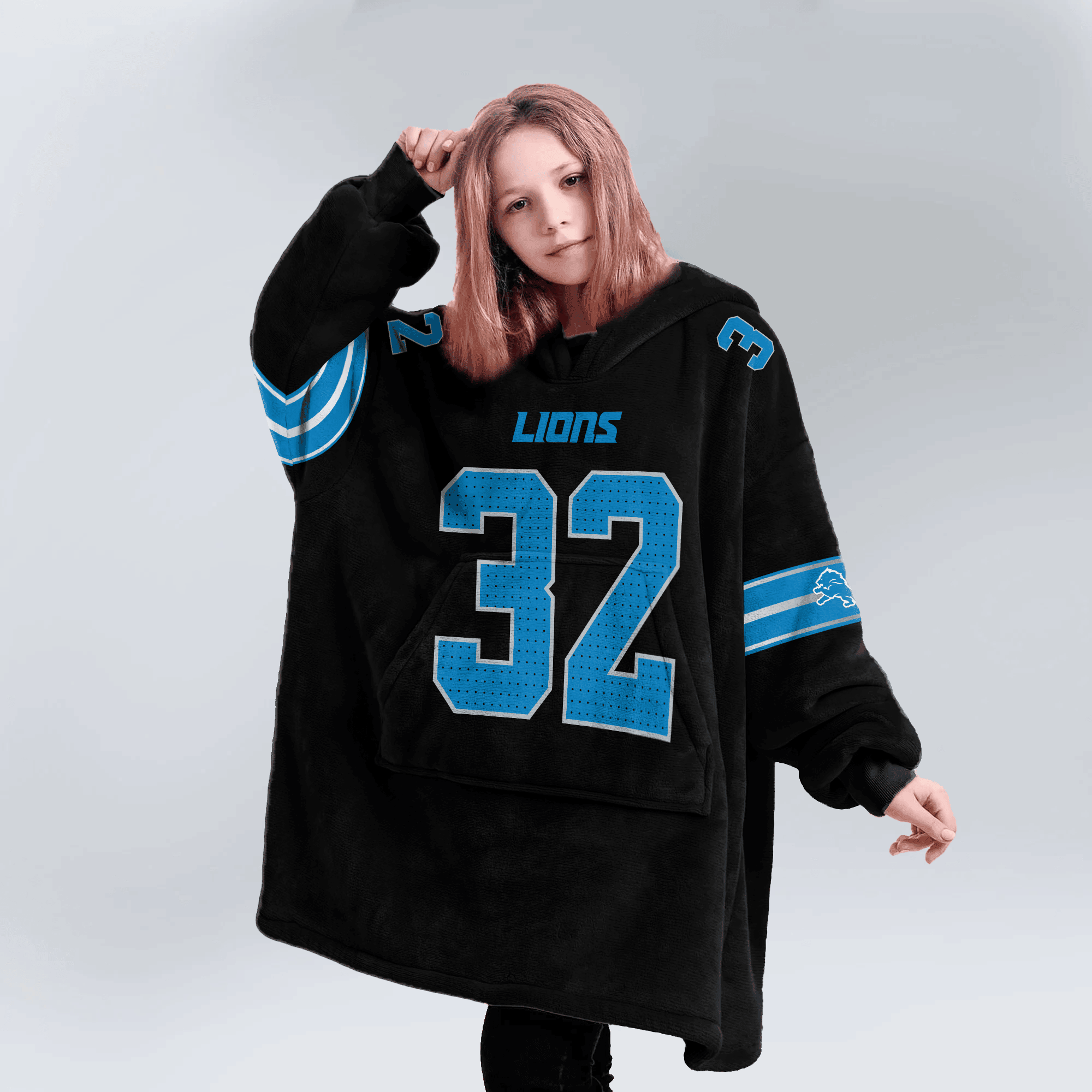Kid 32 Detroit Football Unisex Blanket Hoodie