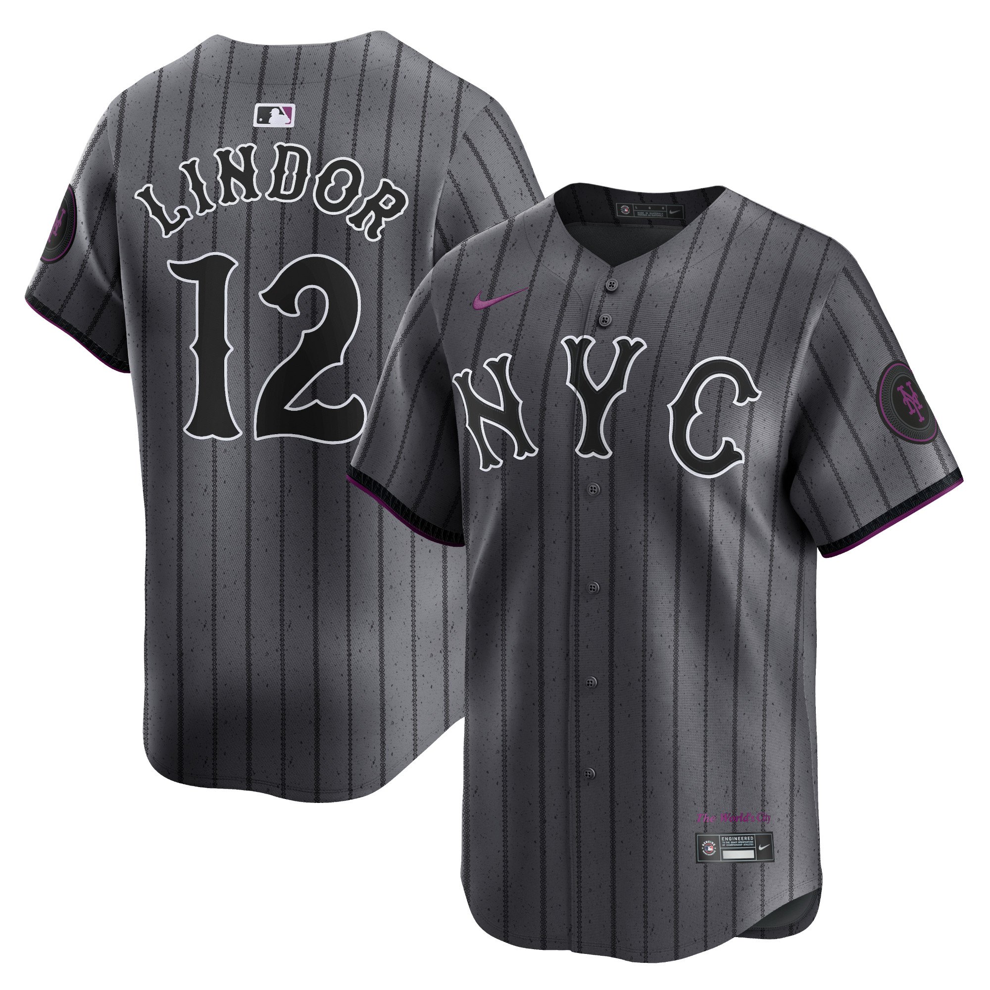 Men's New York Mets Francisco Lindor  Graphite 2024 City Connect Limited Player Jersey
