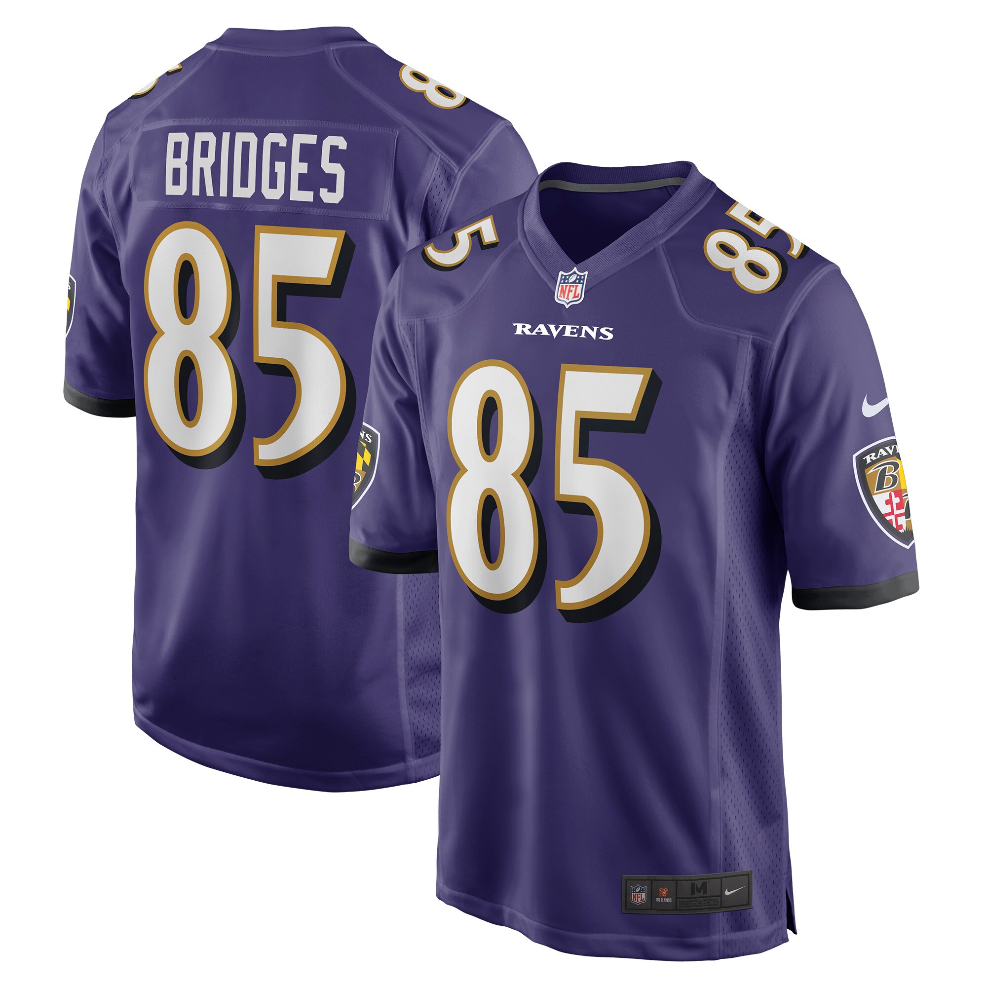 Shemar Bridges Baltimore Ravens  Player Game Jersey - Purple