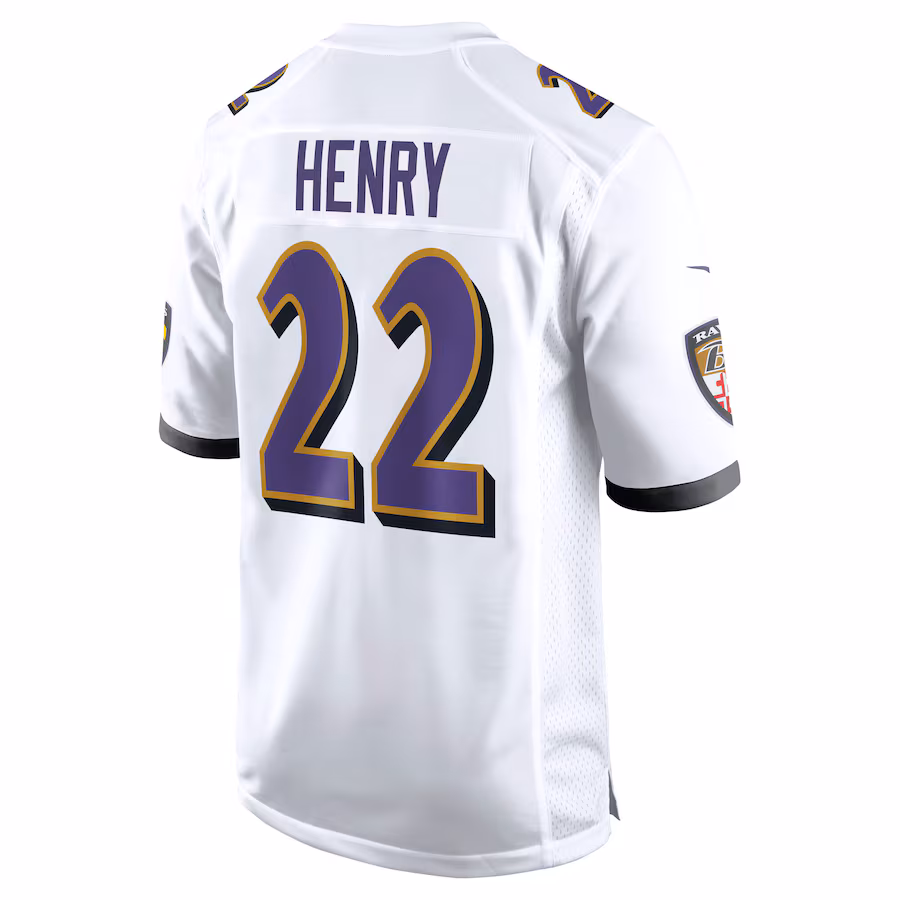Men's Derrick Henry #22 White Baltimore Ravens White Game Jersey