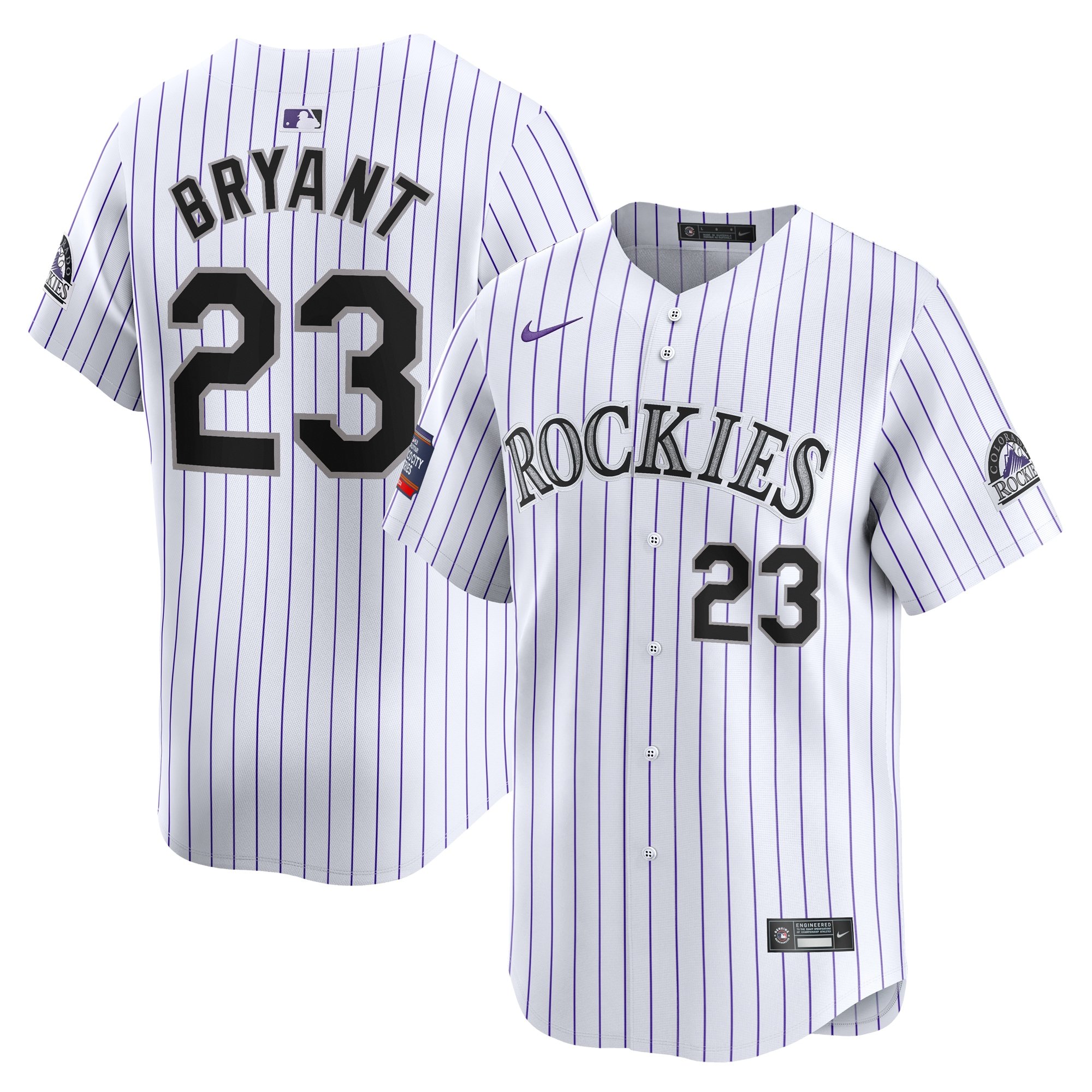 Men's Colorado Rockies Kris Bryant  White 2024 MLB World Tour Mexico City Series Home Limited Player Jersey
