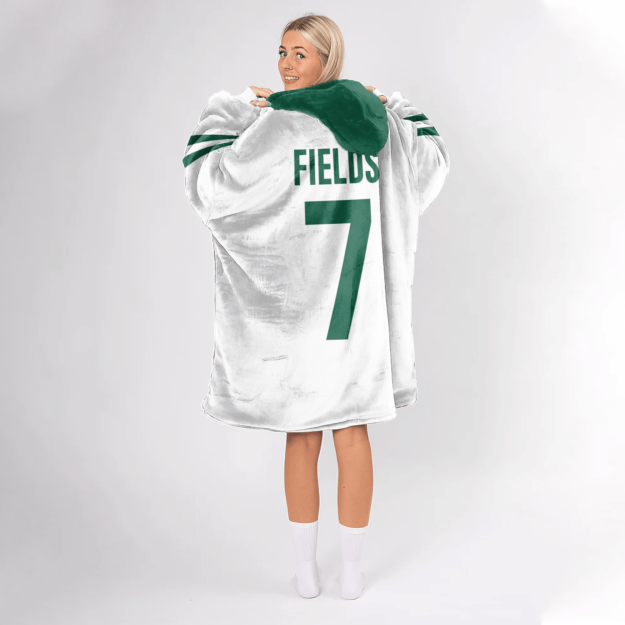 Adult J.F 7 New York J Football Unisex Blanket Hoodie