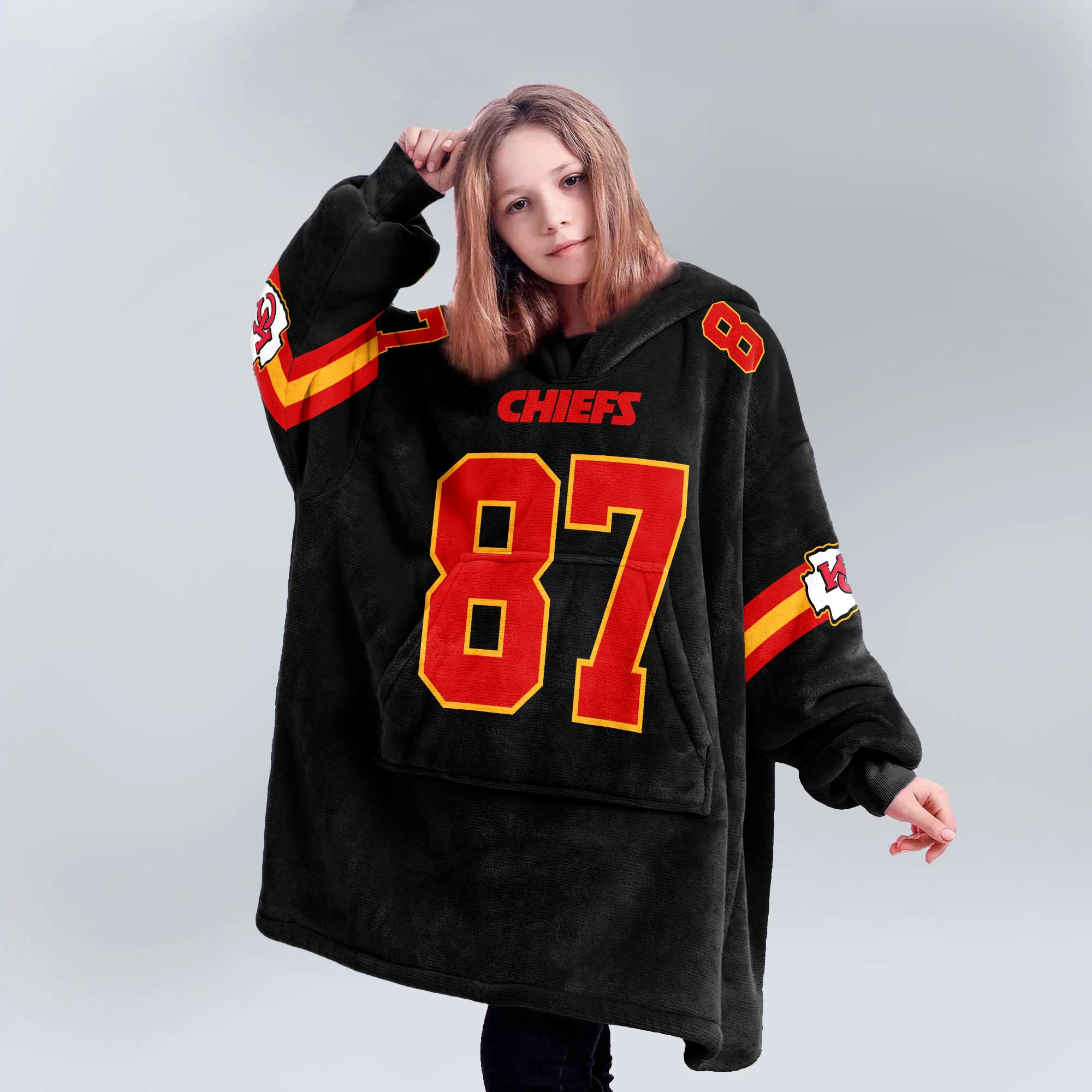 Kid 87 Kansas City Football Unisex Blanket Hoodie