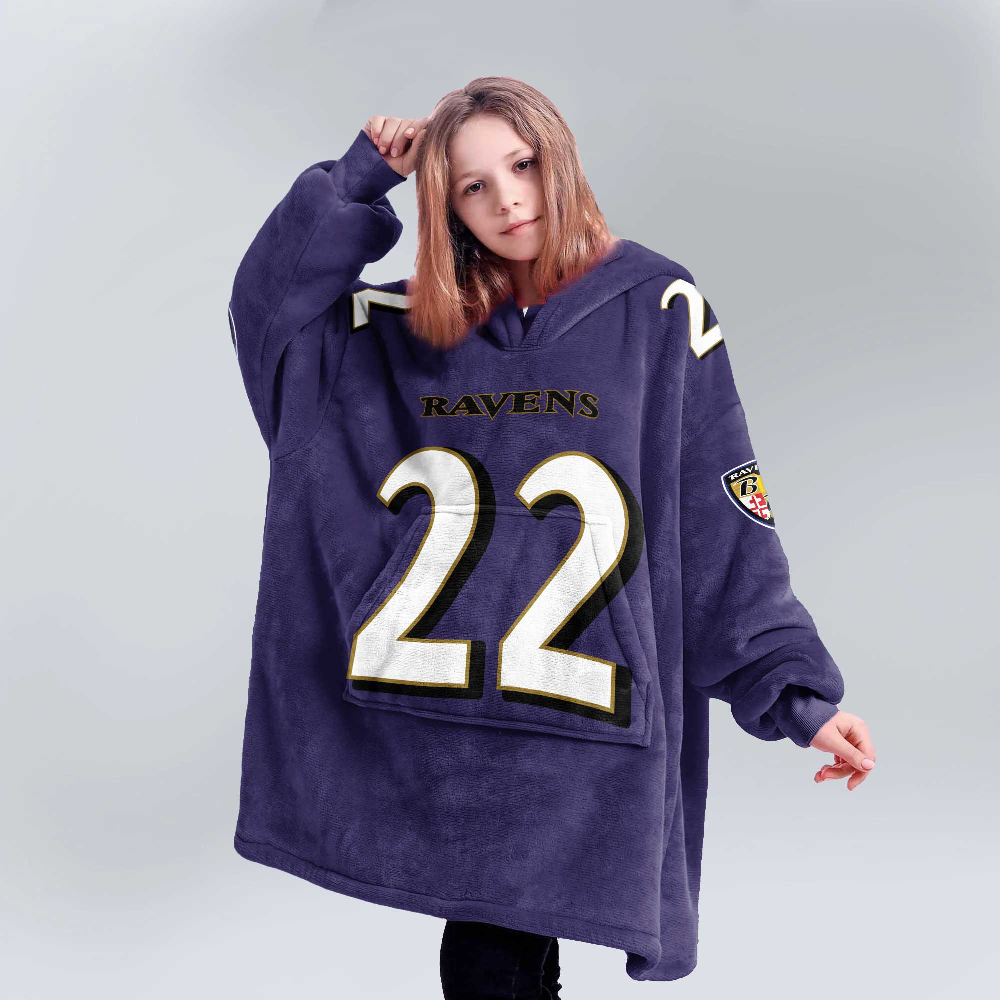 Adult 22 Baltimore Football Unisex Blanket Hoodie