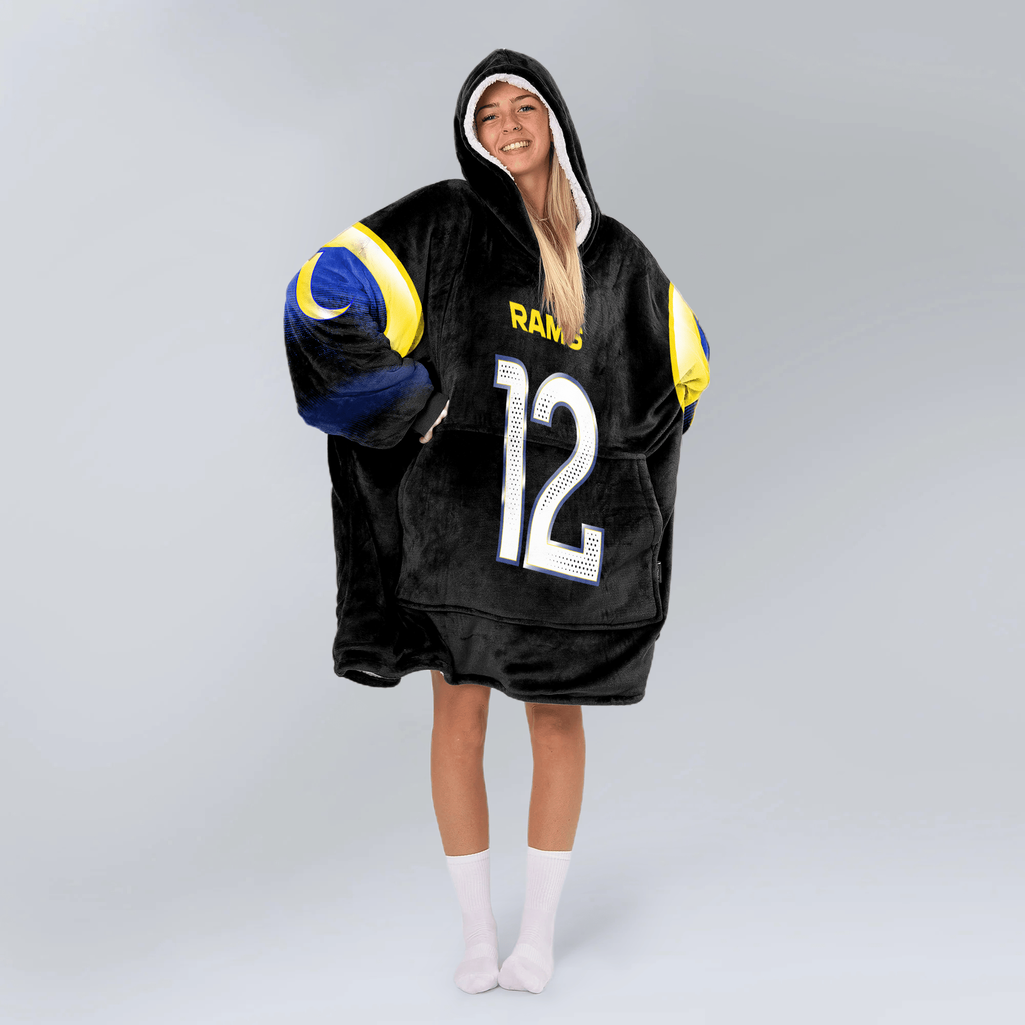 Adult P.N 12 Los Angeles R Football Unisex Blanket Hoodie