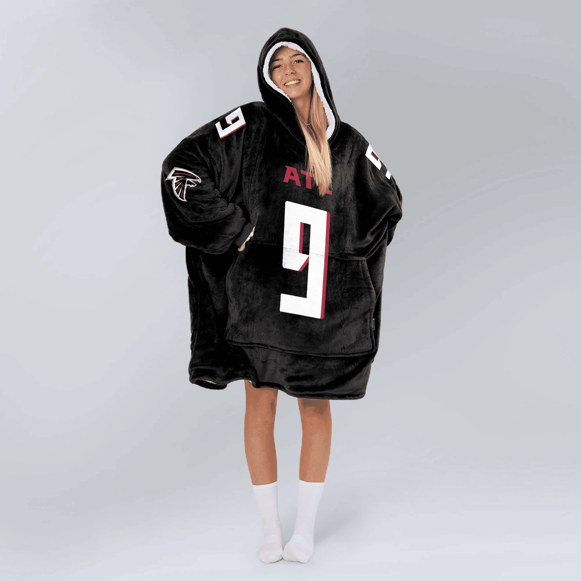 Adult 9 Atlanta Football Unisex Blanket Hoodie
