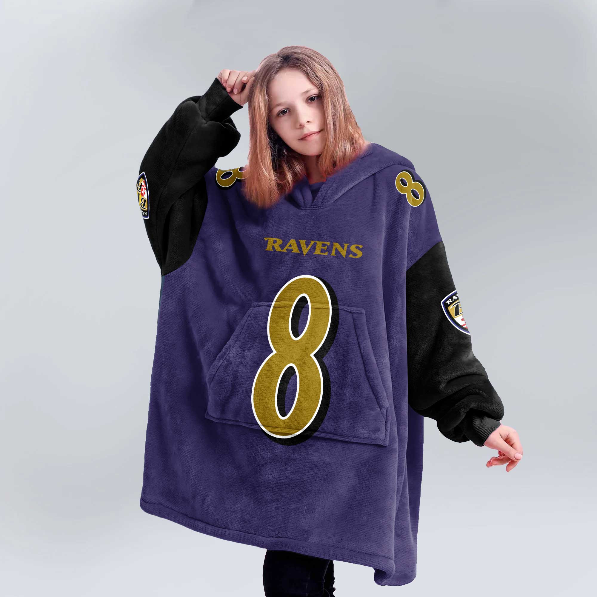 Adult 8 Baltimore Football Unisex Blanket Hoodie