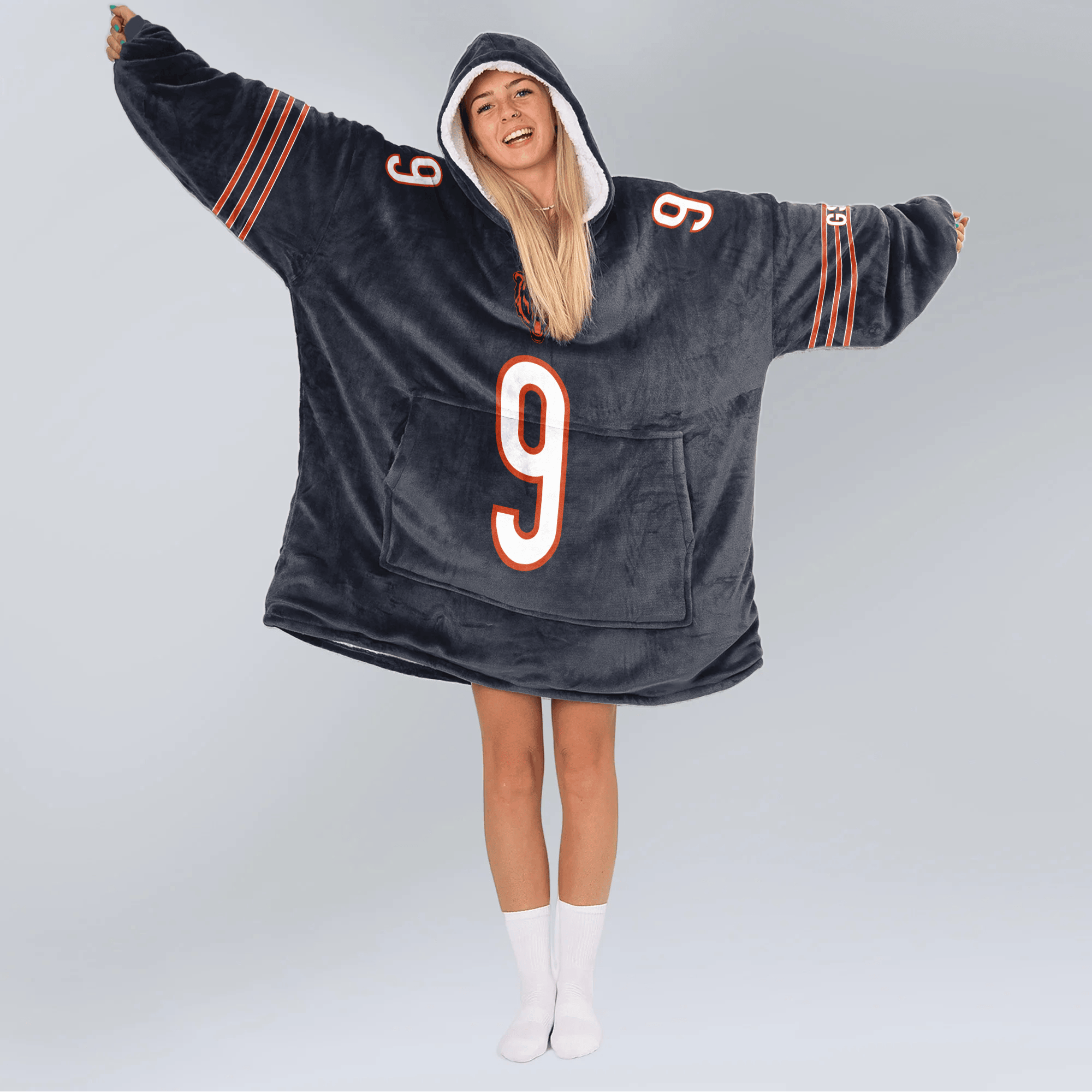 Adult J.M 9 Chicago Football Unisex Blanket Hoodie