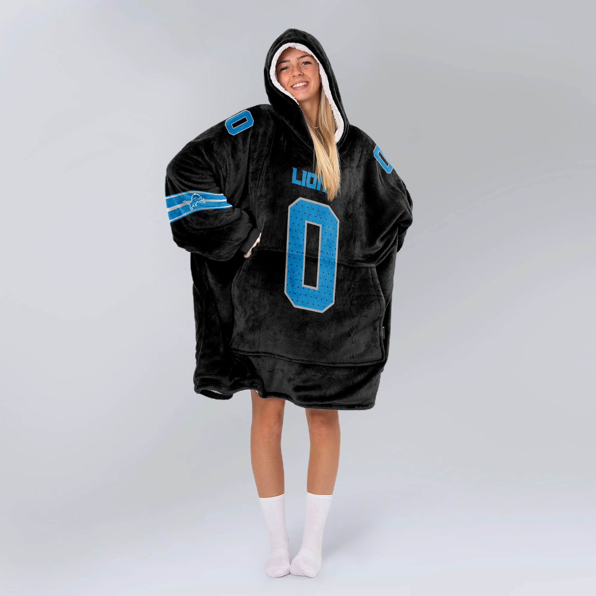 Adult 0 Detroit Football Unisex Blanket Hoodie