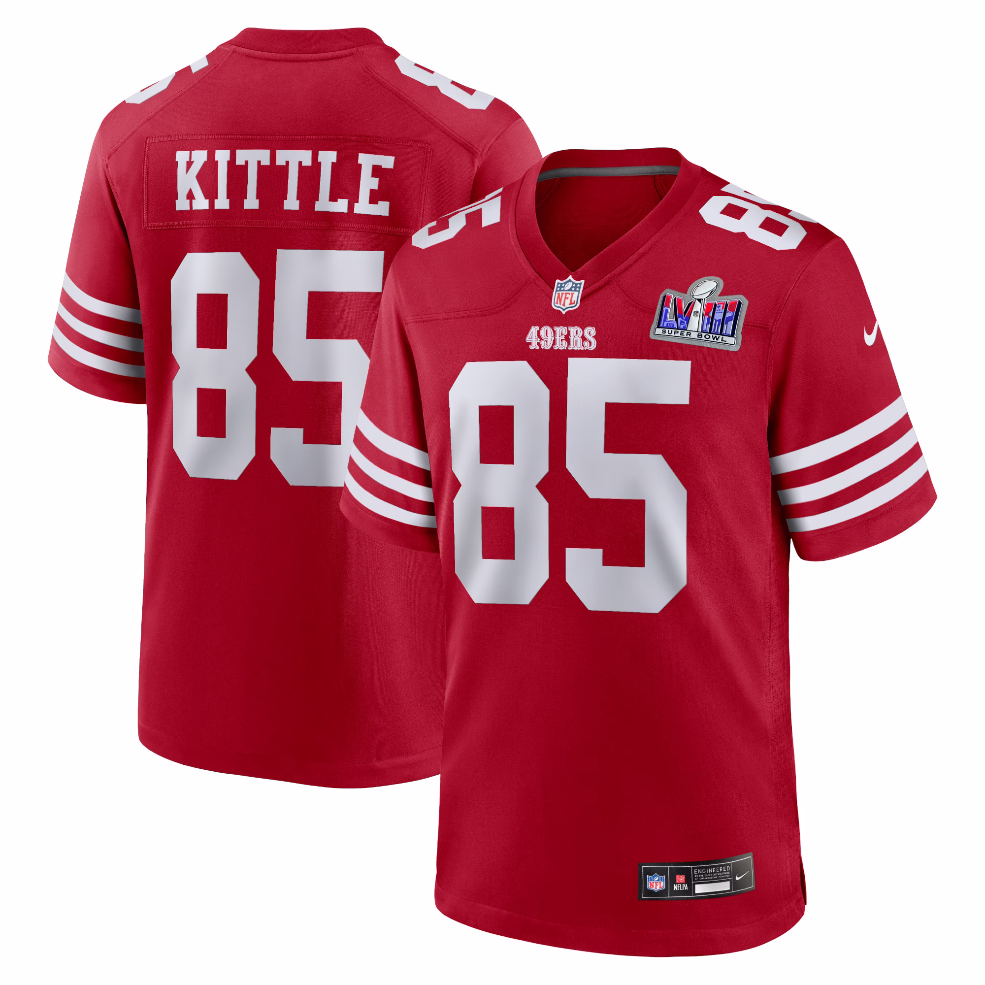 George Kittle San Francisco 49ers  2023 Super Bowl LVIII Game Jersey - Scarlet