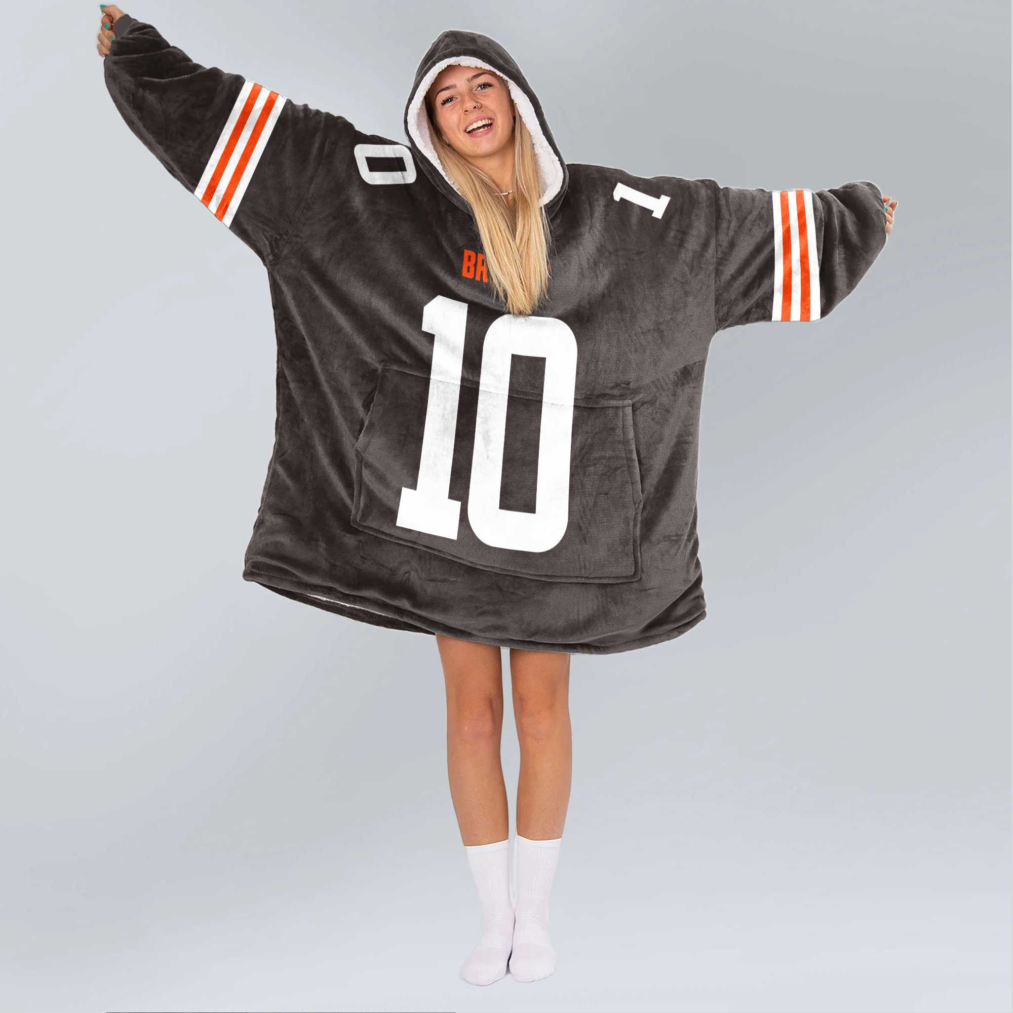 Q.J 10 Cleveland Football Unisex Blanket Hoodie