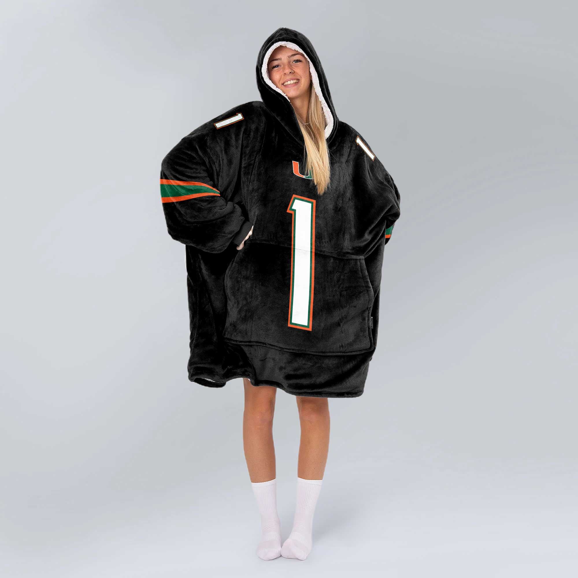 Adult #1 Miami Football Unisex Blanket Hoodie
