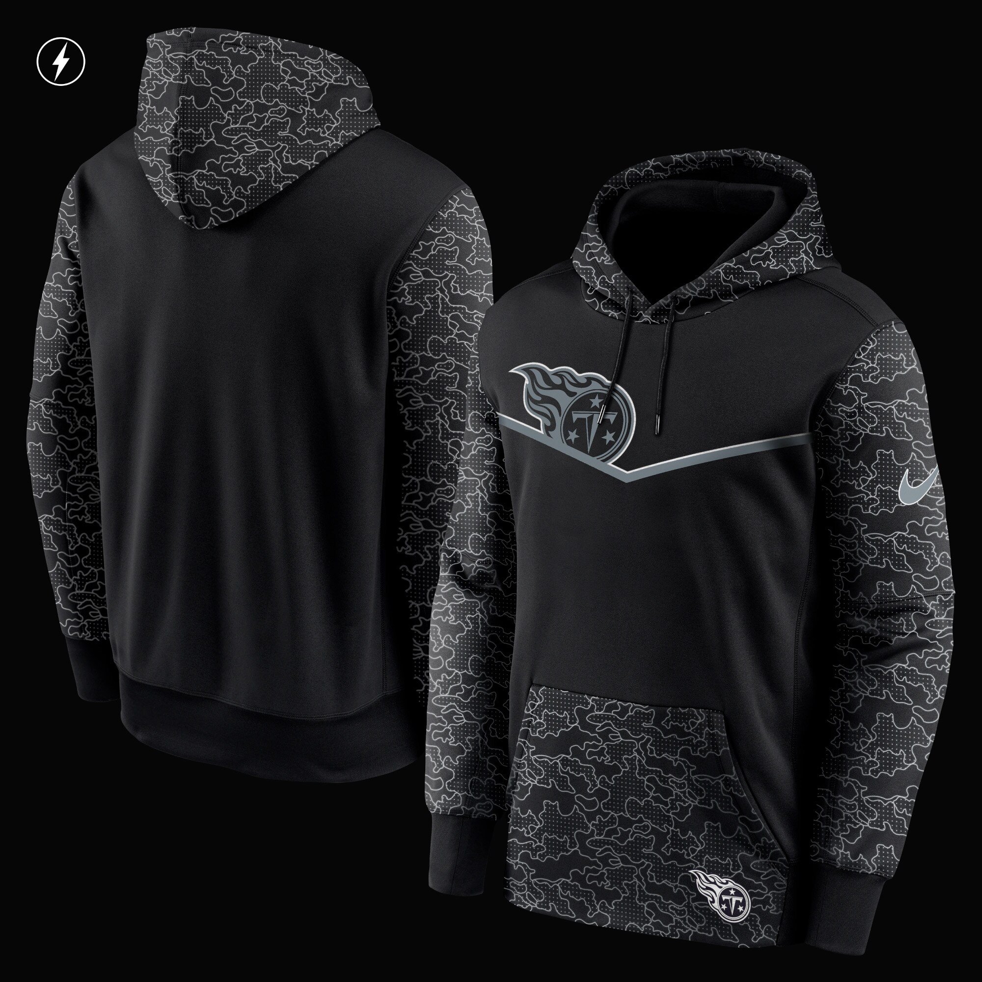 Tennessee Titans RFLCTV Chevron Pullover Hoodie - Black